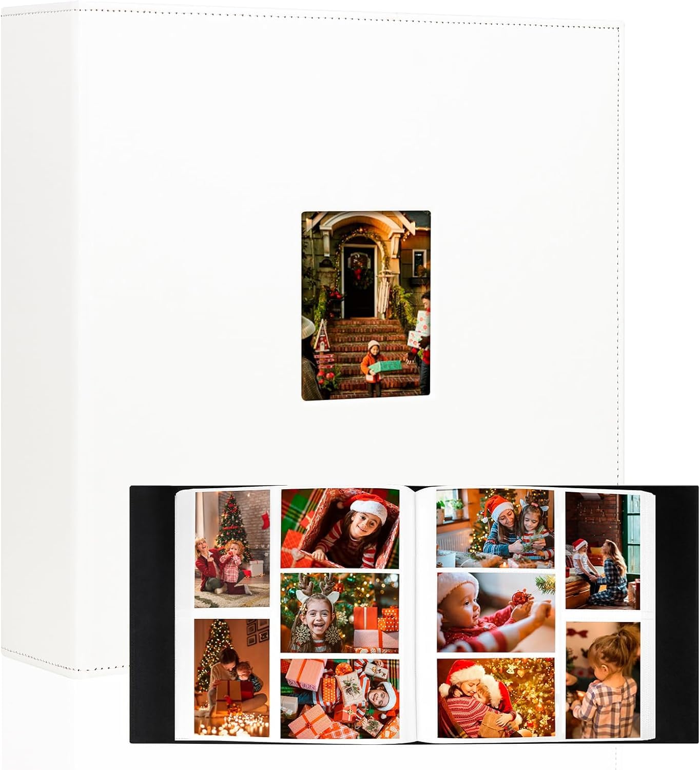 Photo Album 700 Pockets Leather Cover - White Large