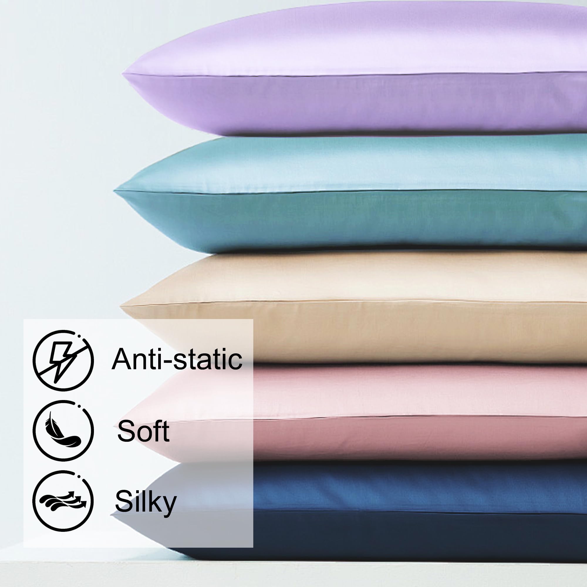 MisShow Satin Pillowcases - 2 Pack, Skin & Mauritius