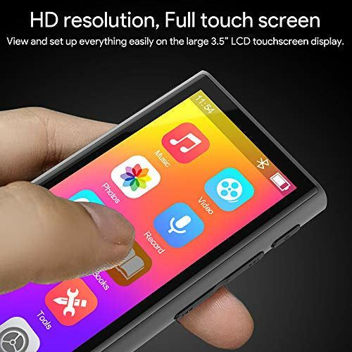 Bluetooth MP3 Player, AKAMATE 3.5'' Touchscreen MP3 Music Players 8GB, 1080P HD Video, One Click Recording, Built-in Speaker, HiFi Lossless Sound, E-Book, Support up to 128GB