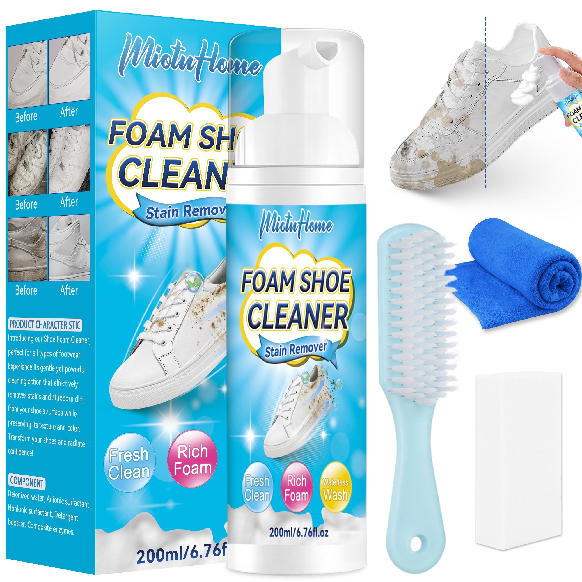 MiotuHome 6.76 Oz Shoe Cleaning Kit with Brush & Towel for Sneakers, Leather & Suede-image-f47296d0-f611-4472-911c-7215b5e49fc2-61787
