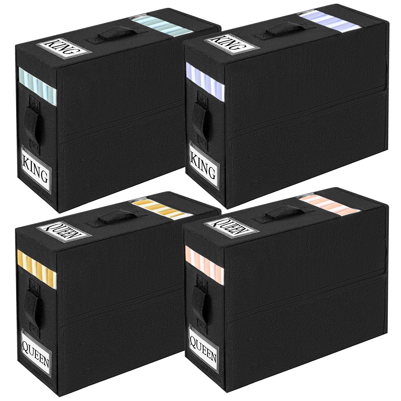 Bed Sheet Organiser Storage Box 4 Pack - Black 4Pack