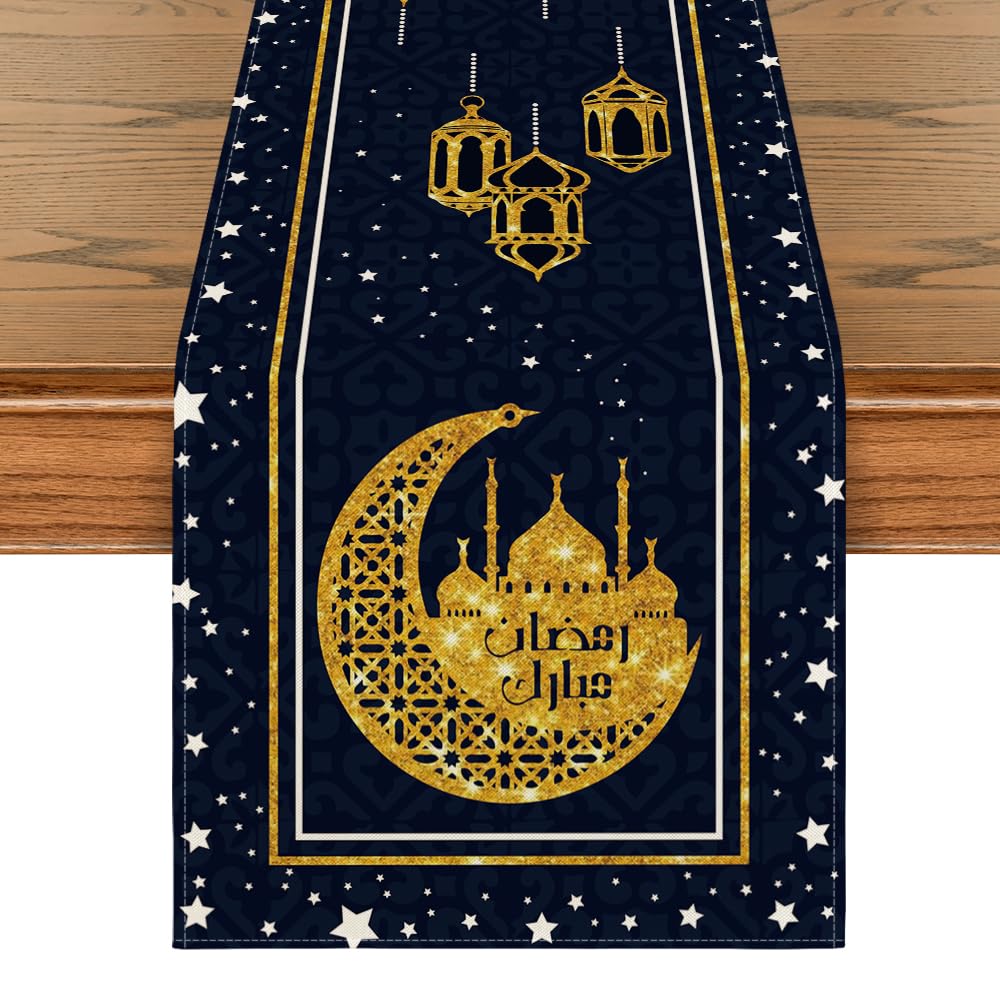 Artoid Mode Black Gold Moon Castle Table Runner 40x140 cm - Perfect for Seasonal Decor-image-12803925-7af5-45ce-8c3d-a2250c38869d-54466