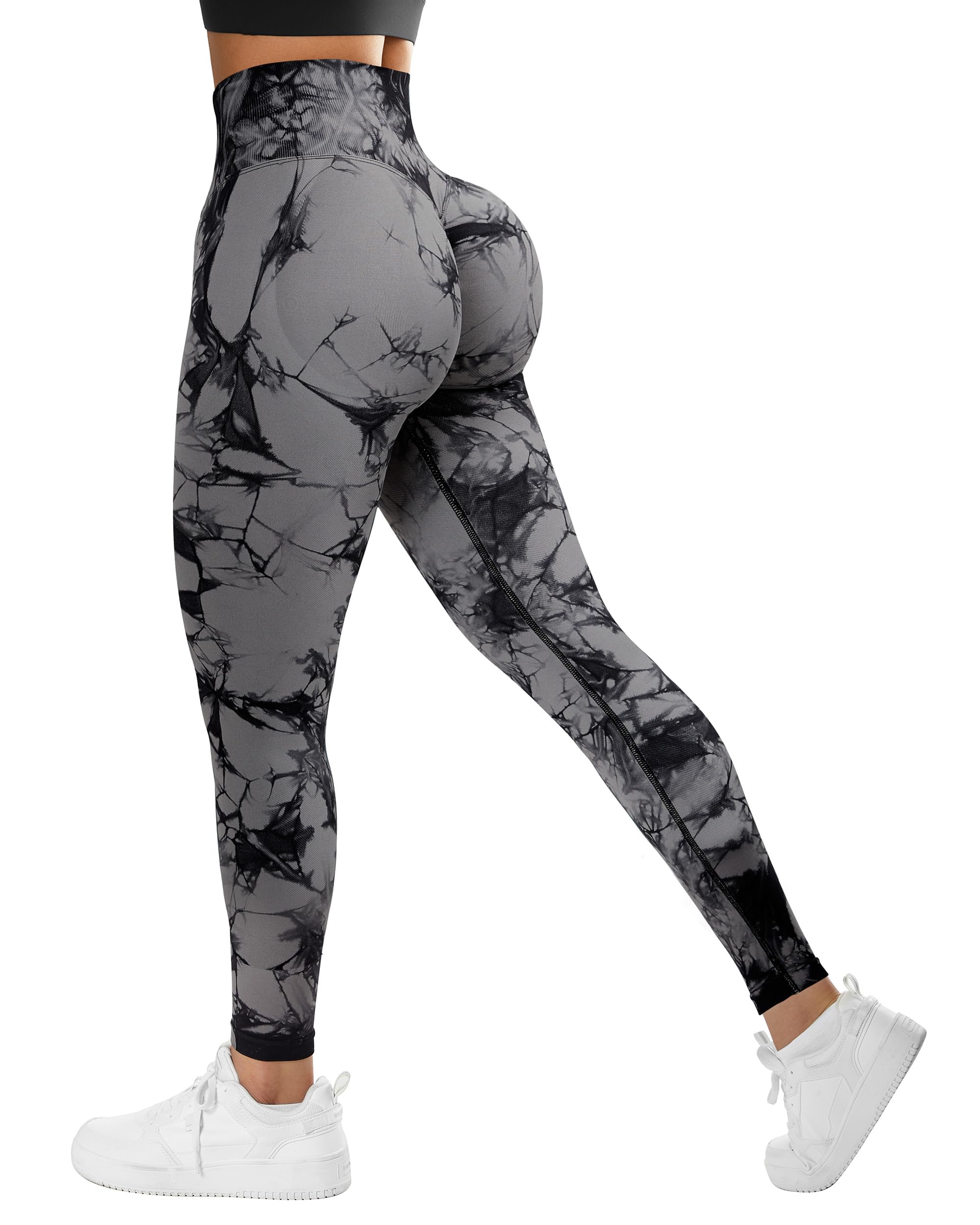 Seamless High Waisted Gym Leggings - Black Grey M-image-66e1c30b-cc70-441e-b049-fe1dfdd30ea6-106410