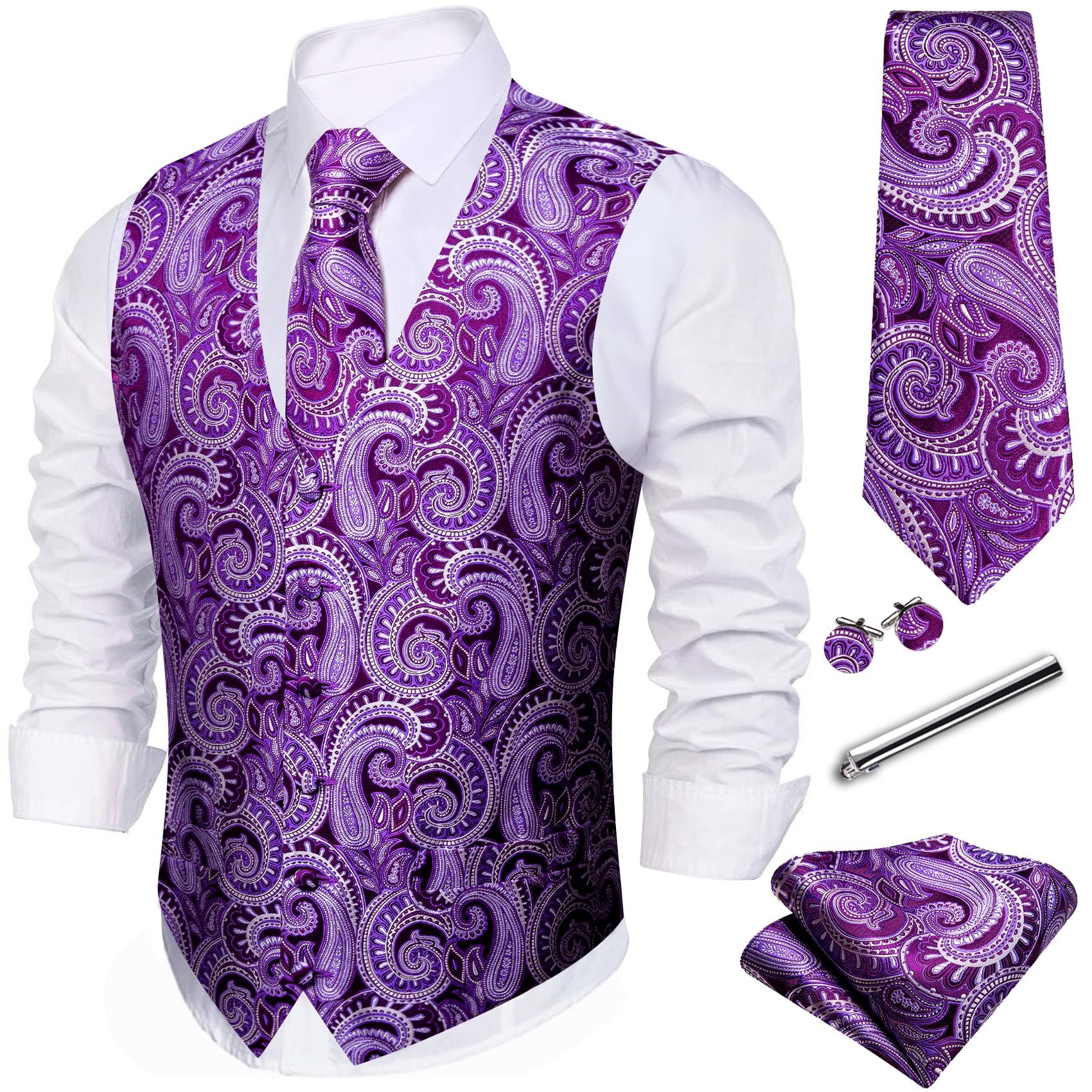 Barry.Wang Designer Waiscoat Vest for Men Necktie Hanky Tuxedo 3XL-image-54931579-fba1-4ec4-9979-8973e6bf7c16-35128