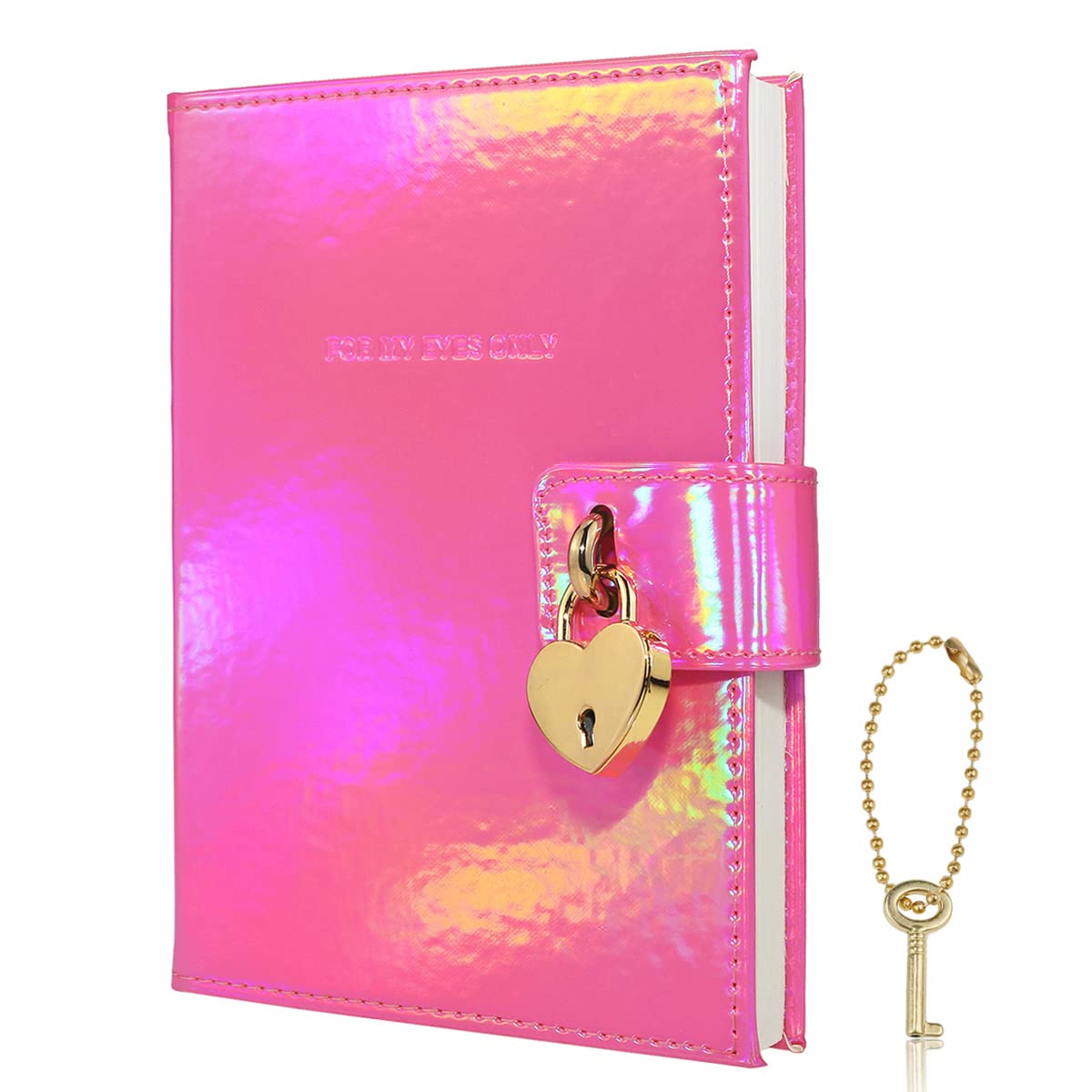 Heart Shaped Lock Journal - Rainbow PU Cover, B6 Lined Diary with Key-image-d9719969-2f5e-4824-922e-768d2b49f5fb-64518