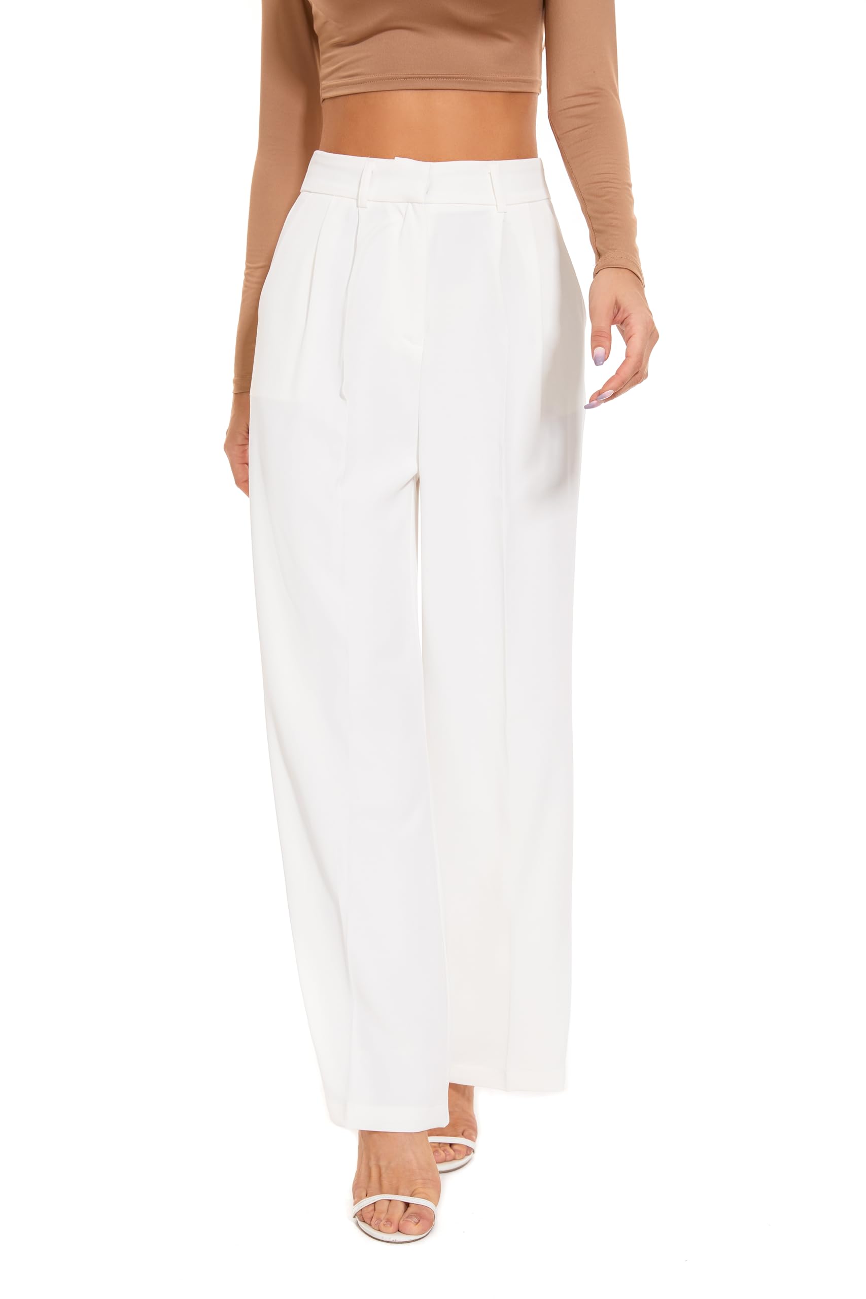 Women's Wide Leg Trousers - White L-image-ba00b861-d349-436b-bf9e-624f83ae4cb0-108520