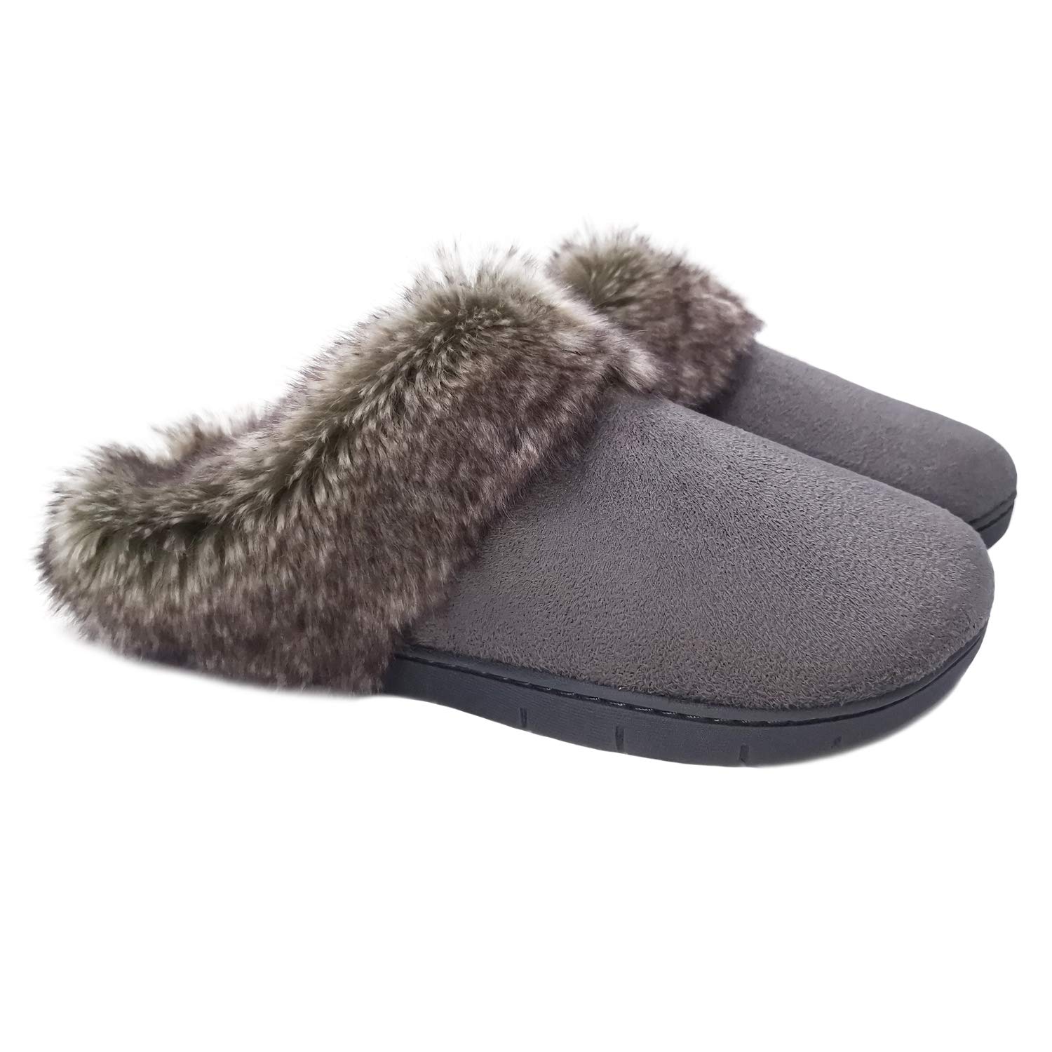 Women's Suede Fur Slippers - Grey UK 9-10.5-image-3b2db29d-88af-4735-9997-fa51d2a7cae3-111221