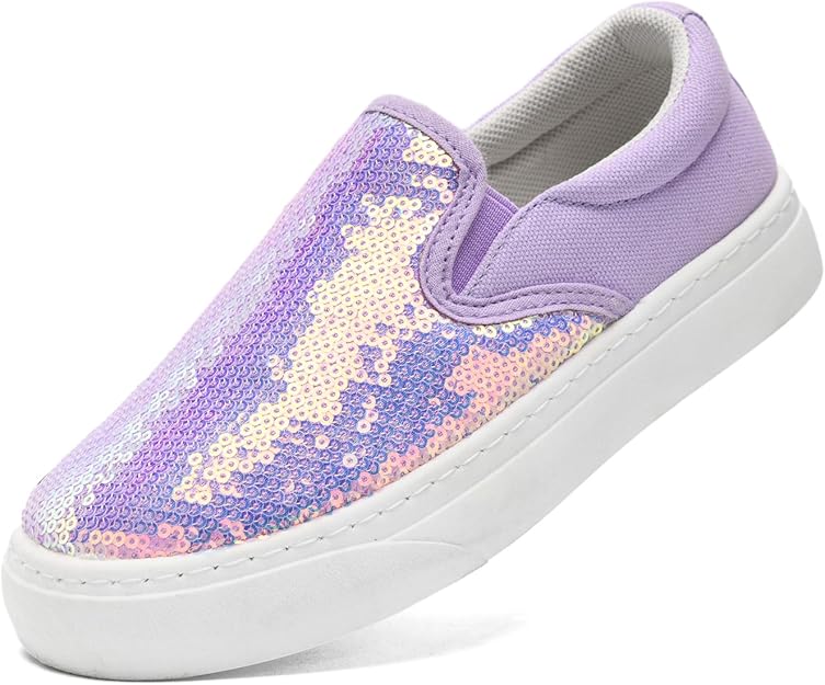 Women's Glitter Canvas Trainers - Purple UK 2-image-ab42d058-5c69-4f10-97c3-199a0e591a33-118047