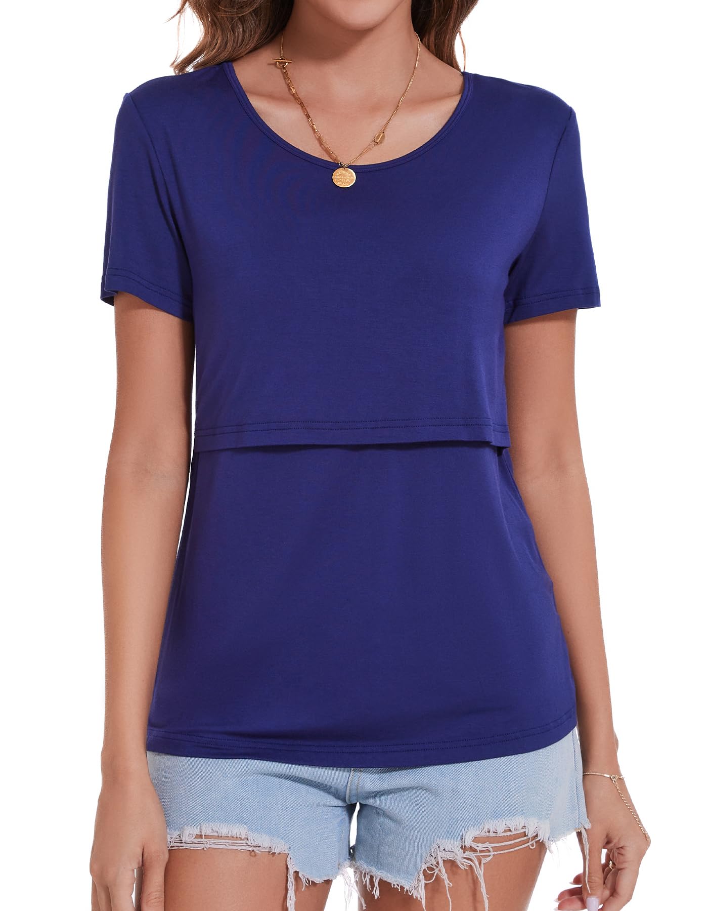 Essential Nursing Tops for Summer - Soft & Breathable Breastfeeding T-Shirt, Dark Blue, XX-Large-image-f8771dc3-168a-48ef-aaf0-51472ddb8360-68875