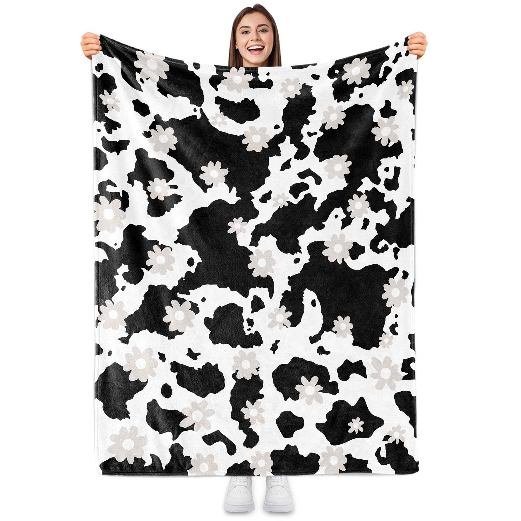 Soft Fleece Cow Print Blanket, Cosy Flannel Throw for Adults & Kids, Lightweight Plush Gift - 130x152cm-image-64eff1e7-66d8-4c35-9313-4efe8c7f183c-65705