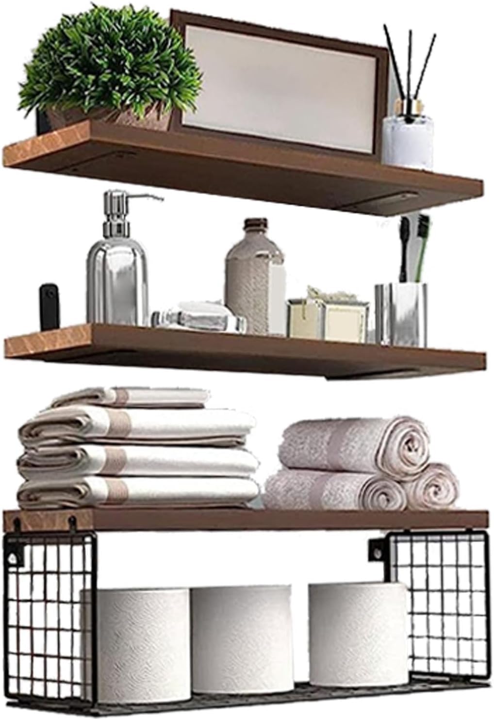 Floating Wall Shelves - Rustic Wood Set of 3-image-08a917fa-3047-47fe-8f5b-9e2784af2bc1-88152