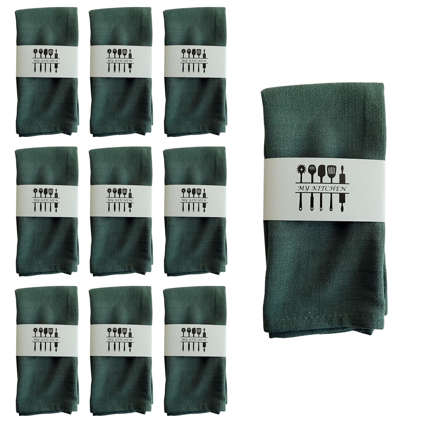 Cotton Linen Cloth Napkins 10 Pack - Dark Green 40x40cm-image-b0ee2ef5-8f8c-4385-be0e-defe659d014f-89773
