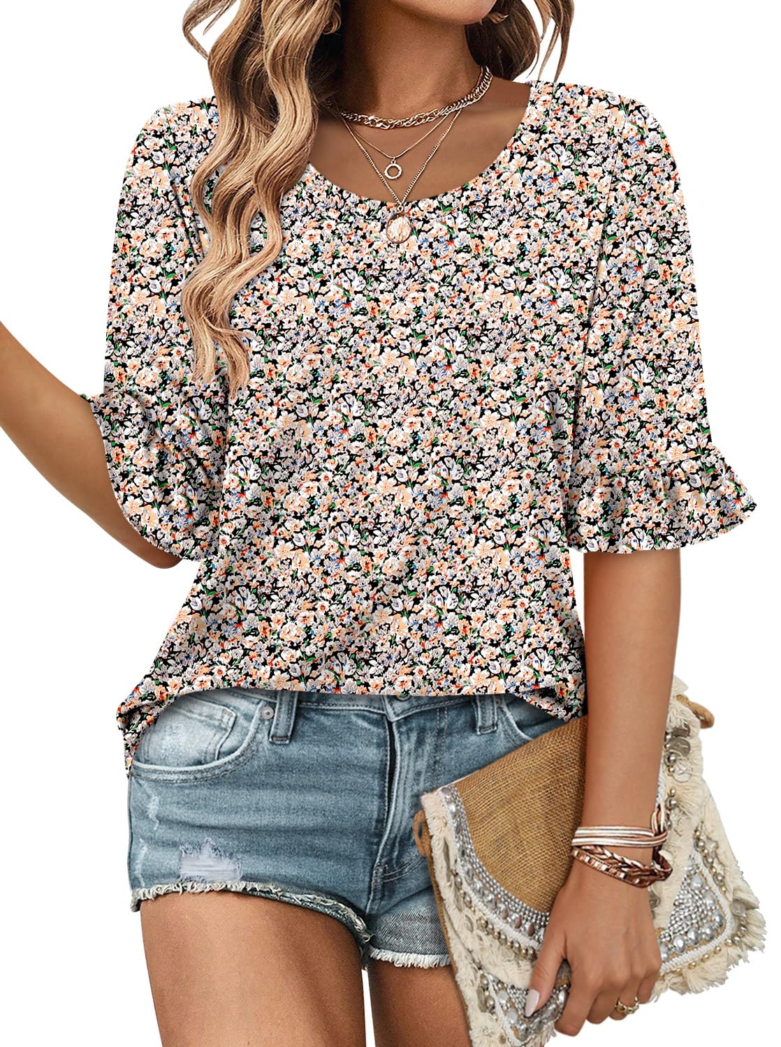 Women's Puff Sleeve Tunic Top - Floral Yellow 18-20-image-cadc4f5f-bd85-4eb1-ac88-2e4af770de51-109407
