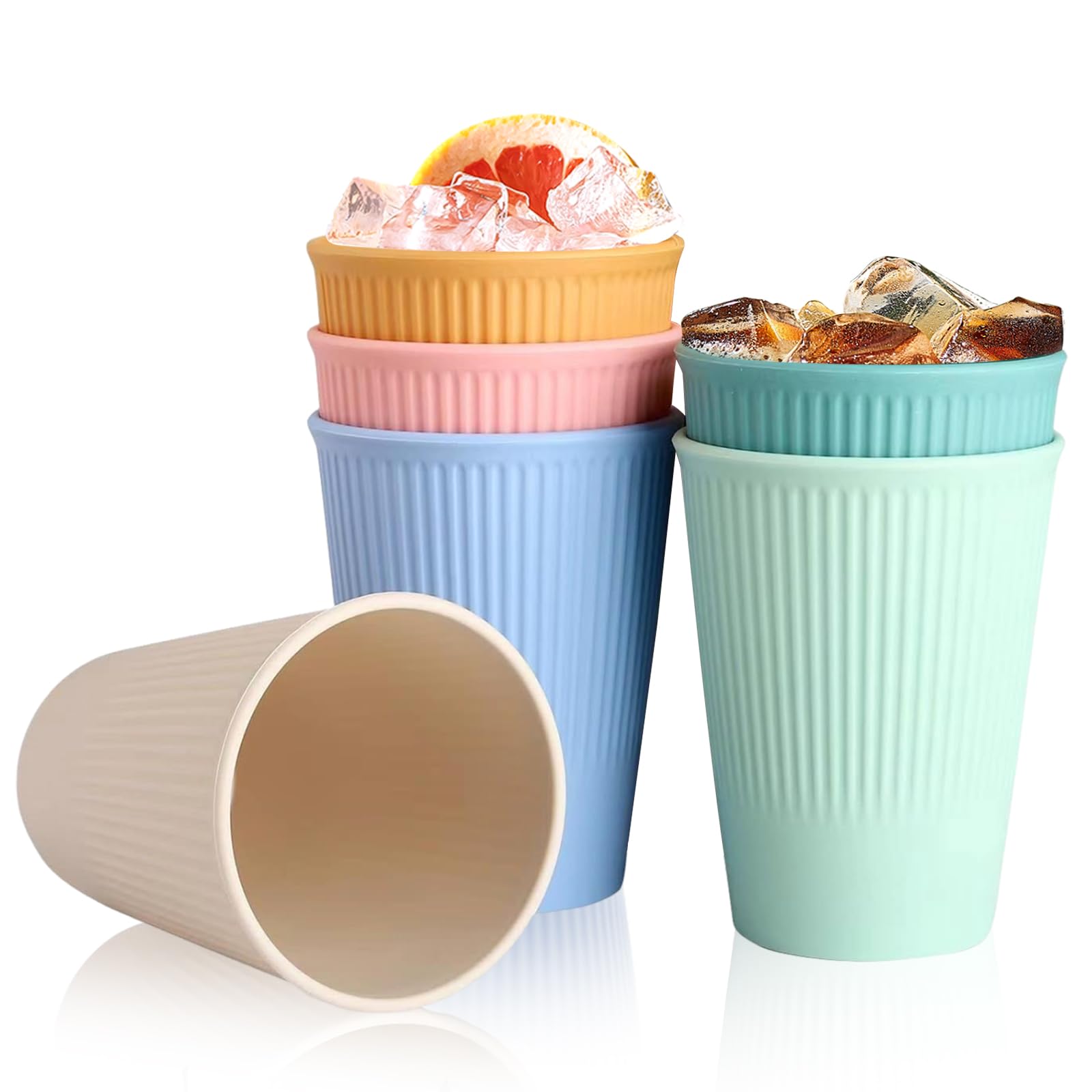 6 Pieces Colourful Reusable Drinking Cups, Unbreakable Tumblers for Parties & Travel (301-400ml)-image-766c0b1d-60f0-49c5-b9b2-7532d79ac0bc-57596