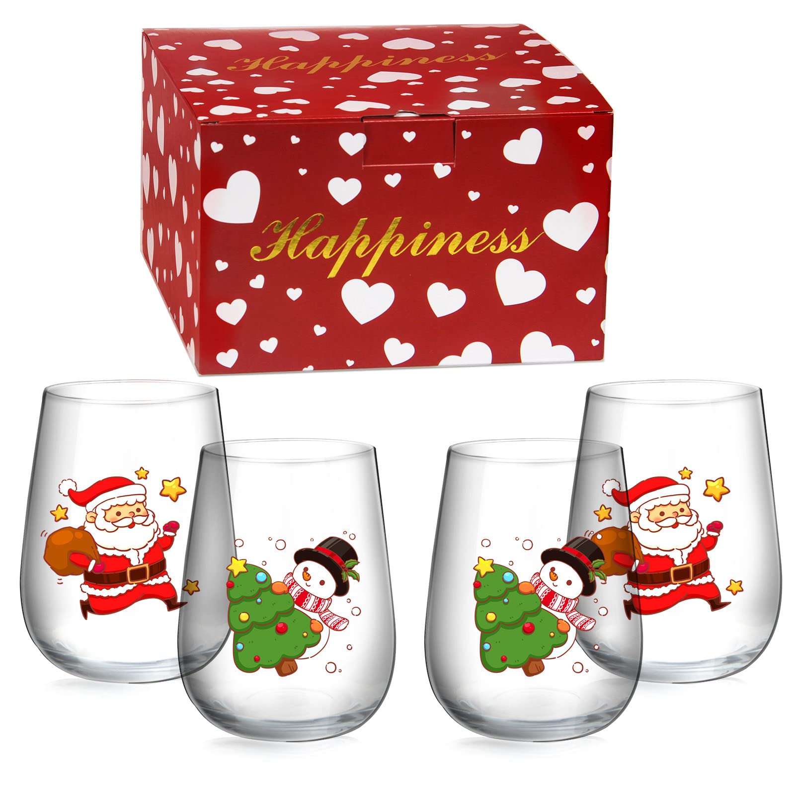 Christmas Stemless Wine Glasses - Clear 4 Pack-image-f692b695-a5bd-47aa-b74a-f5a28a055dfb-116232