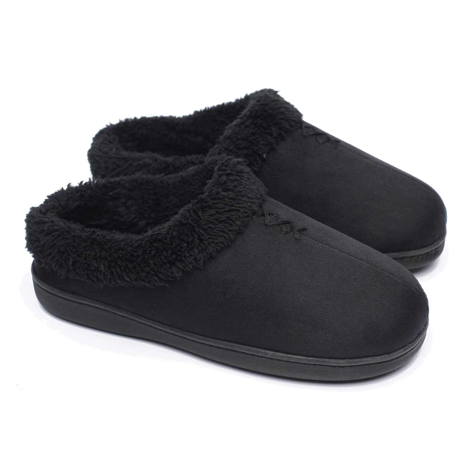 ofoot Womens Winter Warm Fuzzy Fur Suede Faux Mules(Black, 4/5-image-736250b9-ad70-49a9-a044-37d767226806-42557