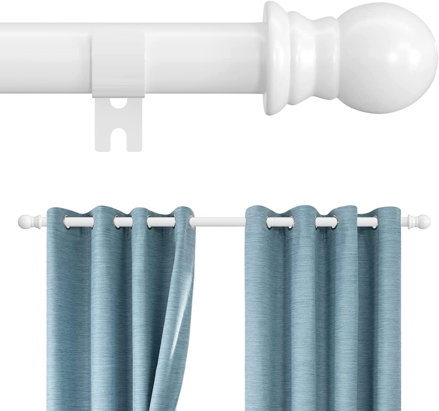 White Curtain Pole with Round Finials - 76–368cm-image-7337b307-b139-4caf-bd2c-8c0d798a8e1f-93574