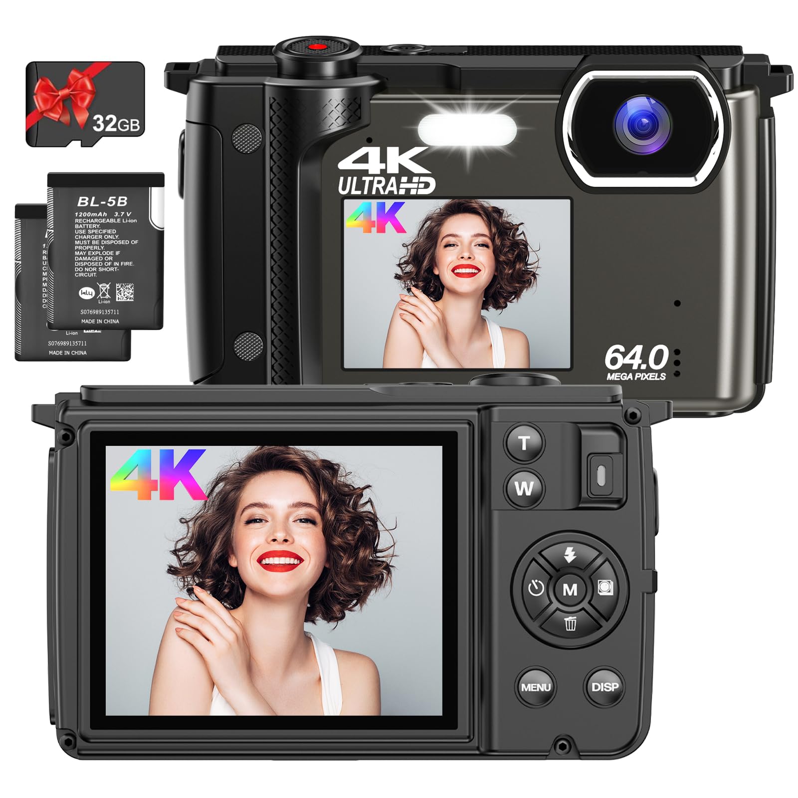 Digital Camera 4K,Vmotal UHD 64MP Photo 4K Video 60FPS,Dual