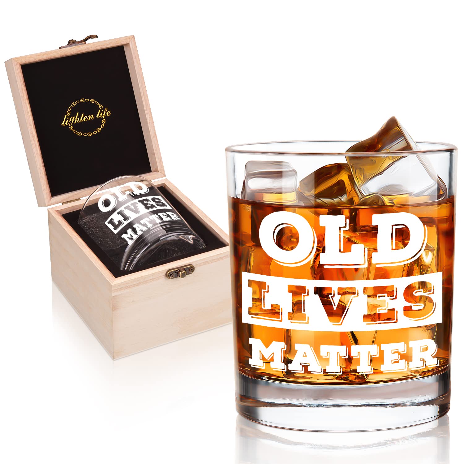 Old Lives Matter Whiskey Glass 340ml in Wooden Box - Perfect Gift for Grandpa or Dad-image-a41e3914-b2b0-4271-8236-2c1941b3aef3-59453