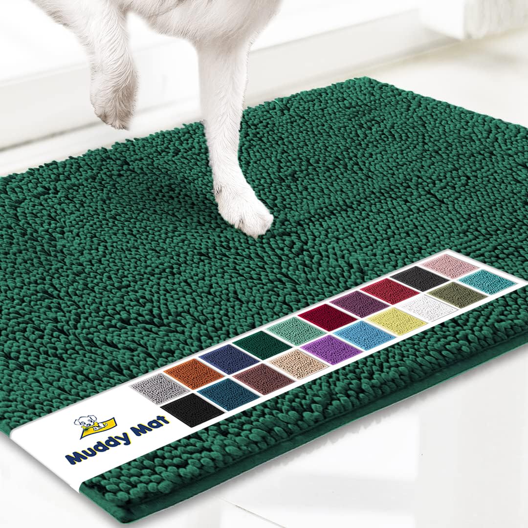 Absorbent Dog Door Mat - Dark Green 50x80cm-image-6462528f-91de-475a-bb36-0f6afb3801e2-121390