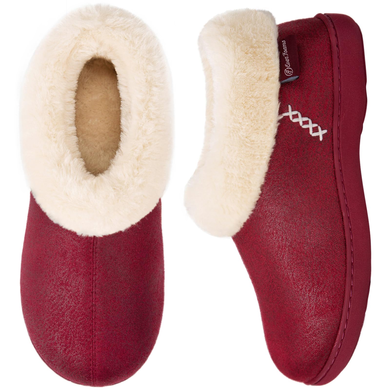 EverFoams Ladies' Micro Suede Memory Foam Slippers with Faux Red, 9-10-image-4ecb8a6e-a042-4840-b3d8-f45ff92ff850-44027