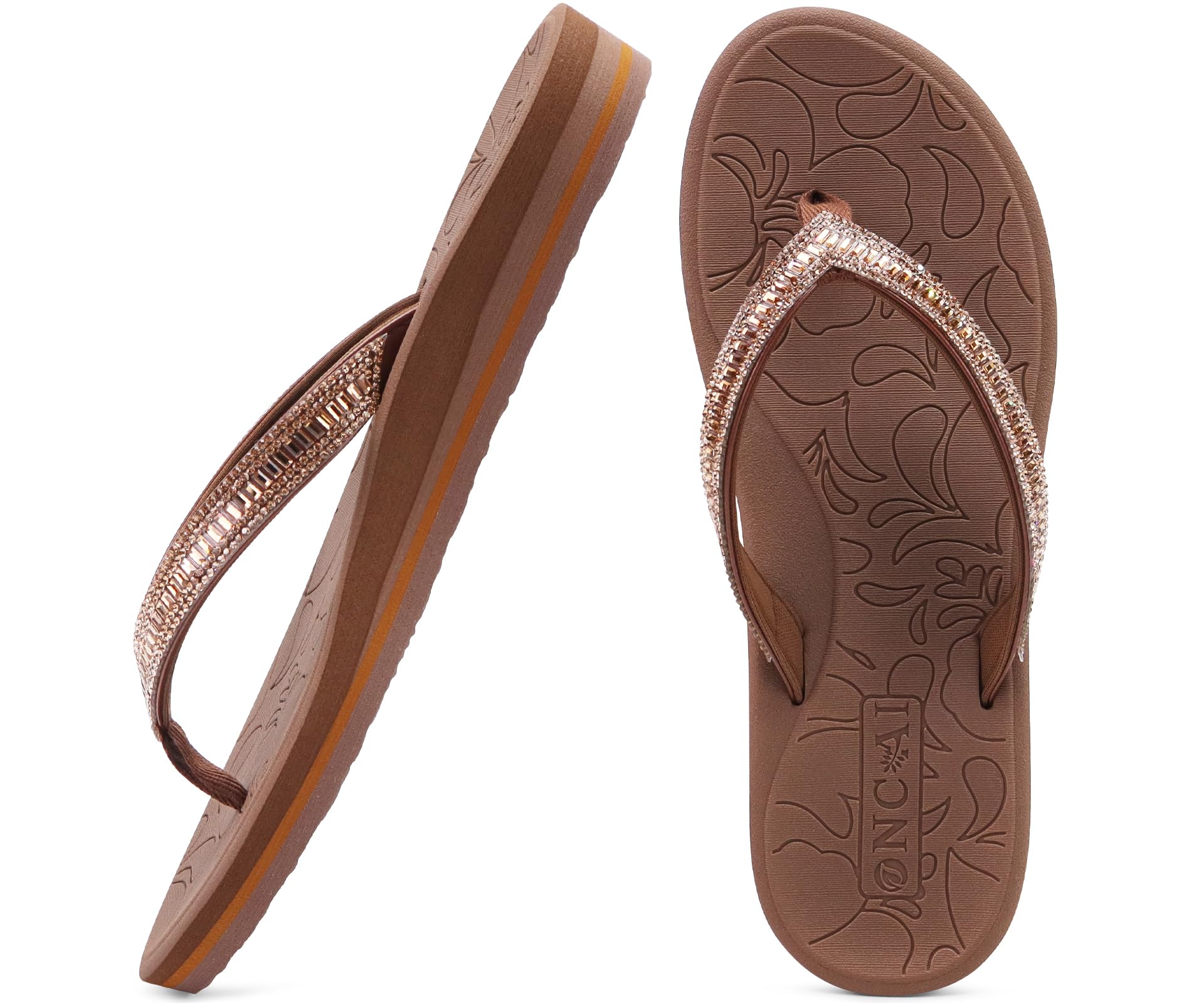 Women's Rhinestone Flip Flops - Brown UK 7.5-image-d2893f5e-7d08-47a7-8be1-f4cfd2c86f66-119345