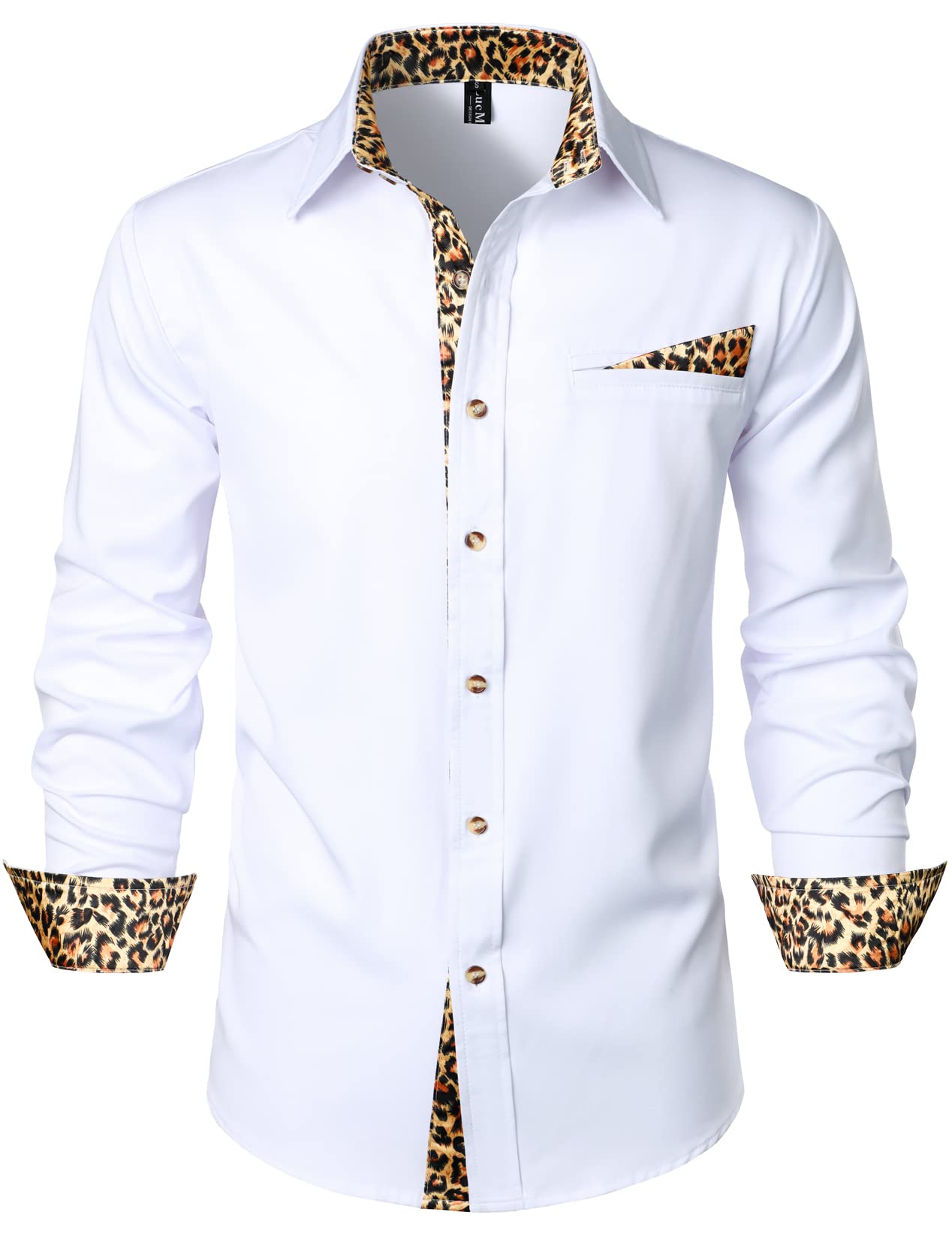 Men's Leopard Print Button Down Shirt - White S-image-4e5f7021-6baf-4531-bb83-1da3802c5ea9-89100