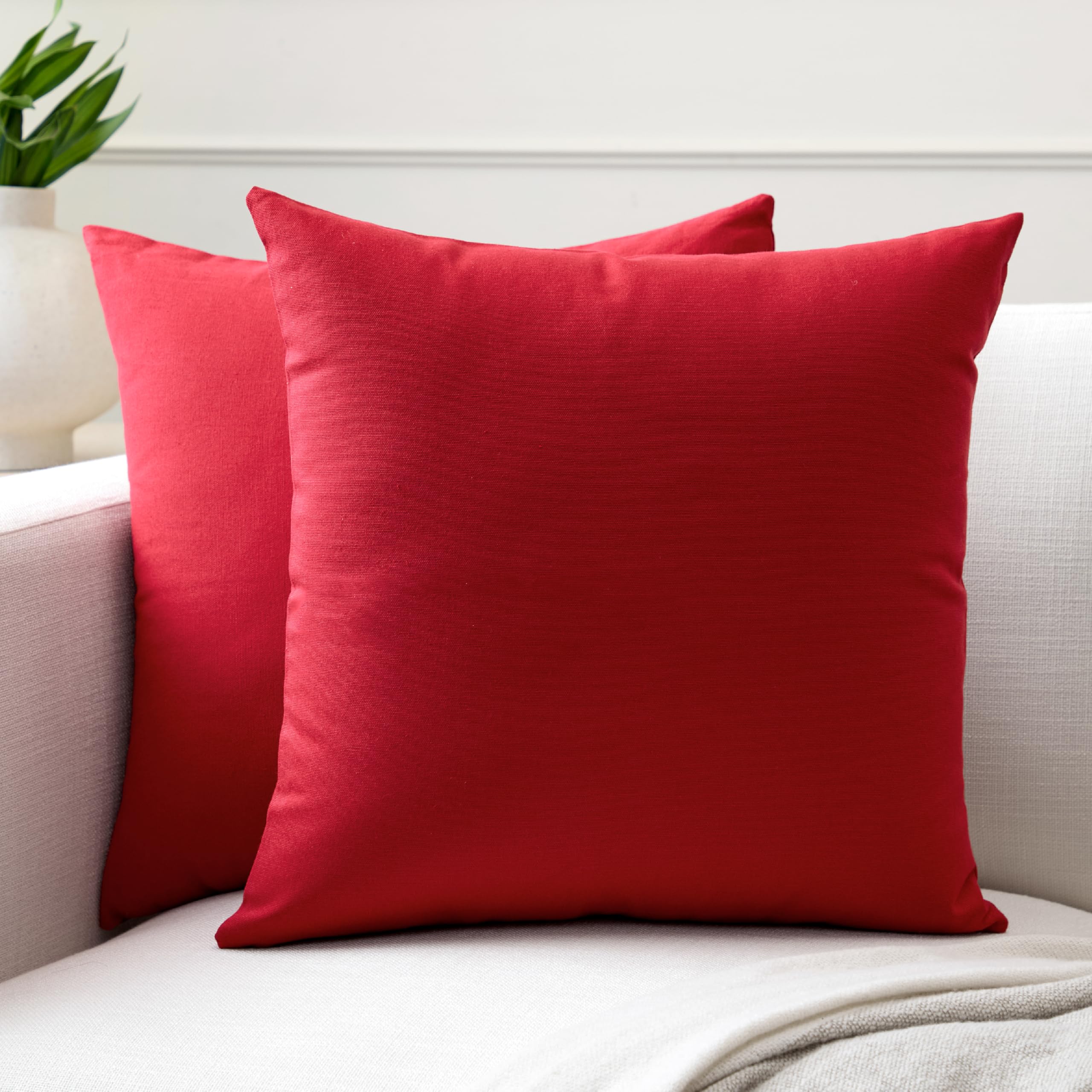 Cotton Throw Pillow Covers Set of 2 - Deep Red 60x60 cm-image-a9704020-3ce6-42b5-a8c7-a0b676211465-95445