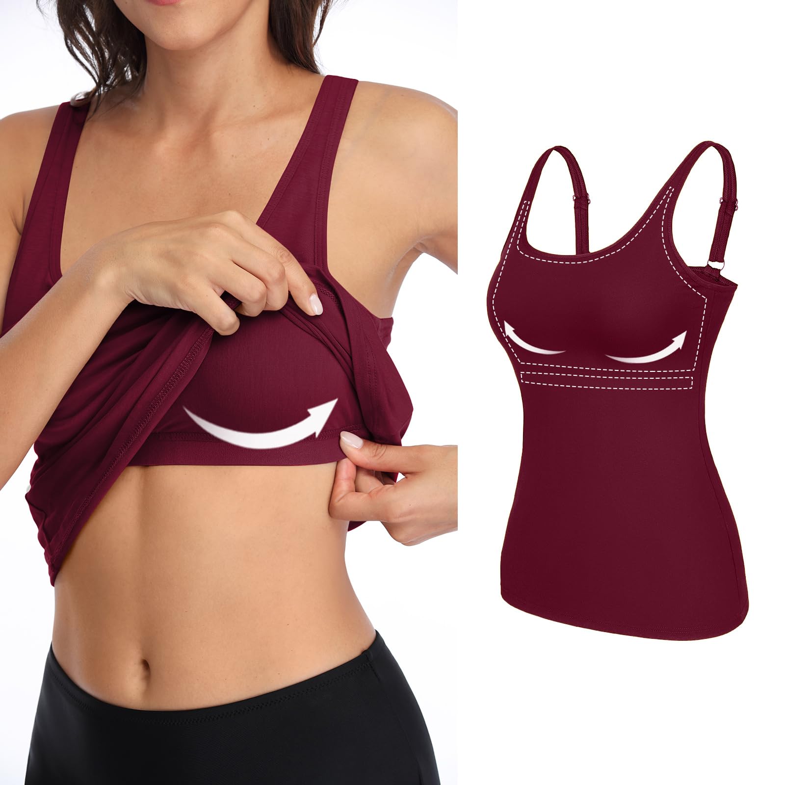 V FOR CITY Ladies Cotton Tank Top Womens Vest Tops with Shelf Bra-image-eaad401d-62c4-4715-8e95-666e05a84446-59309