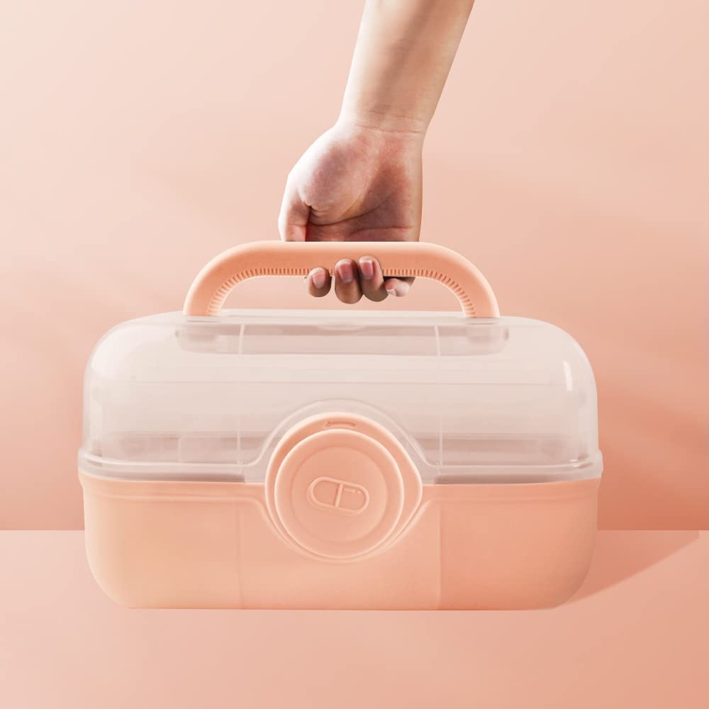 3-Layer Portable Medicine Storage Box - First Aid Organiser & Craft Container with Handle, Pink-image-dbd8cb74-403e-48a9-88b1-5fe9fa2e91e6-67861