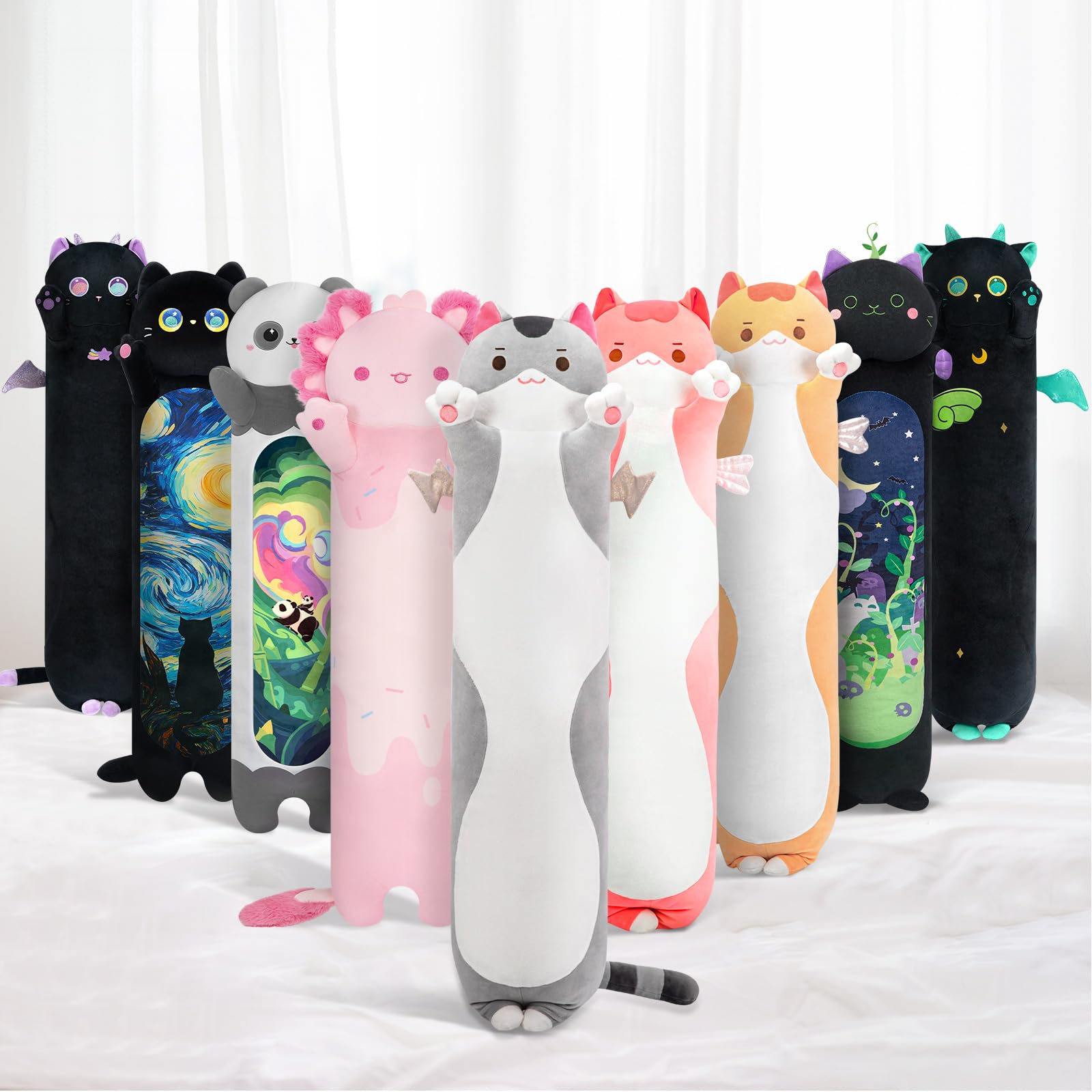 Long Cat Plush Pillow Soft Squishy - Grey Cat 44in-image-a7ac742d-8167-45a9-b11f-eb76bedef40b-94491