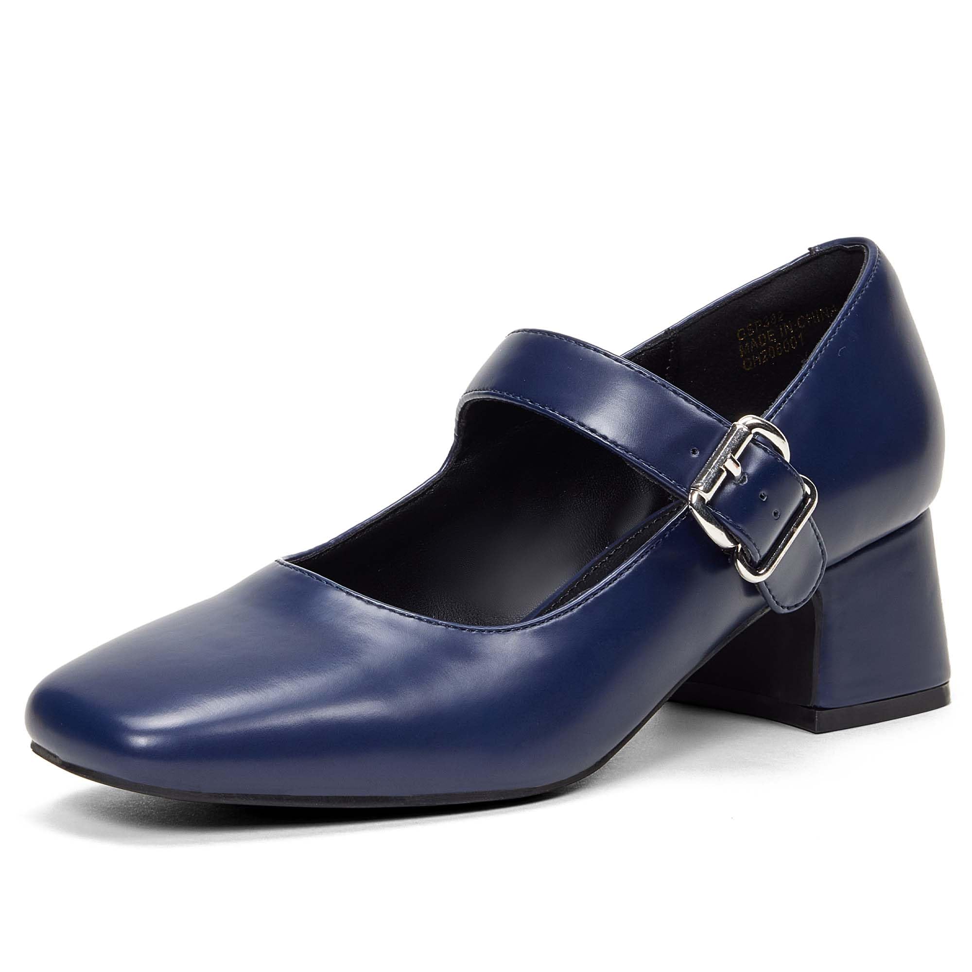 Women's Block Heel Mary Jane Shoes - Navy Blue UK 4.5-image-27edf074-eeff-494e-8785-816382546be6-85213