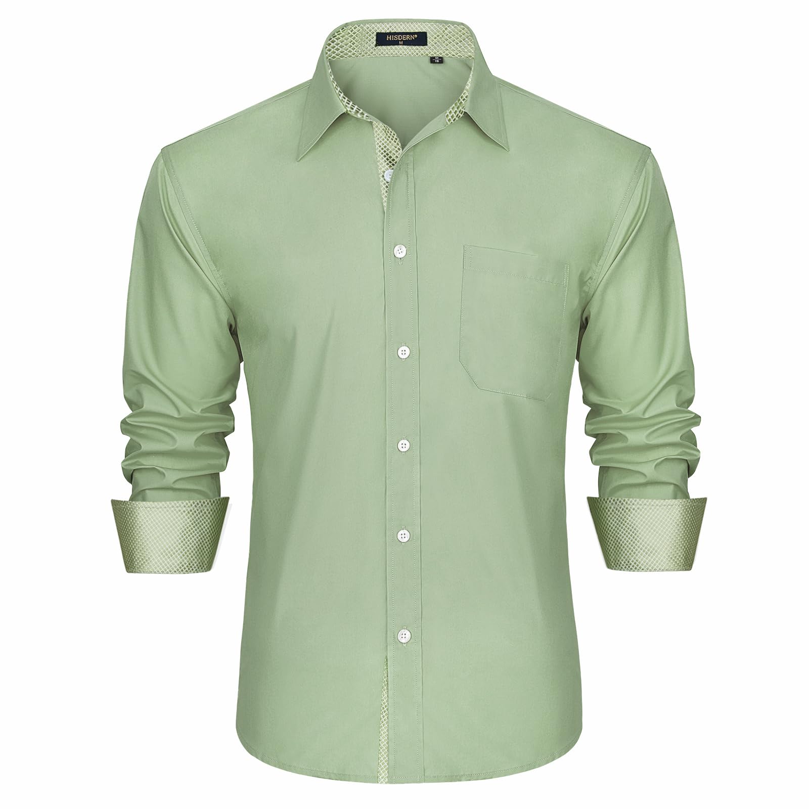 Men's Long Sleeve Dress Shirt - Sage Green 6XL-image-46ffd665-b49b-454f-8149-7a88e2496cbe-103987
