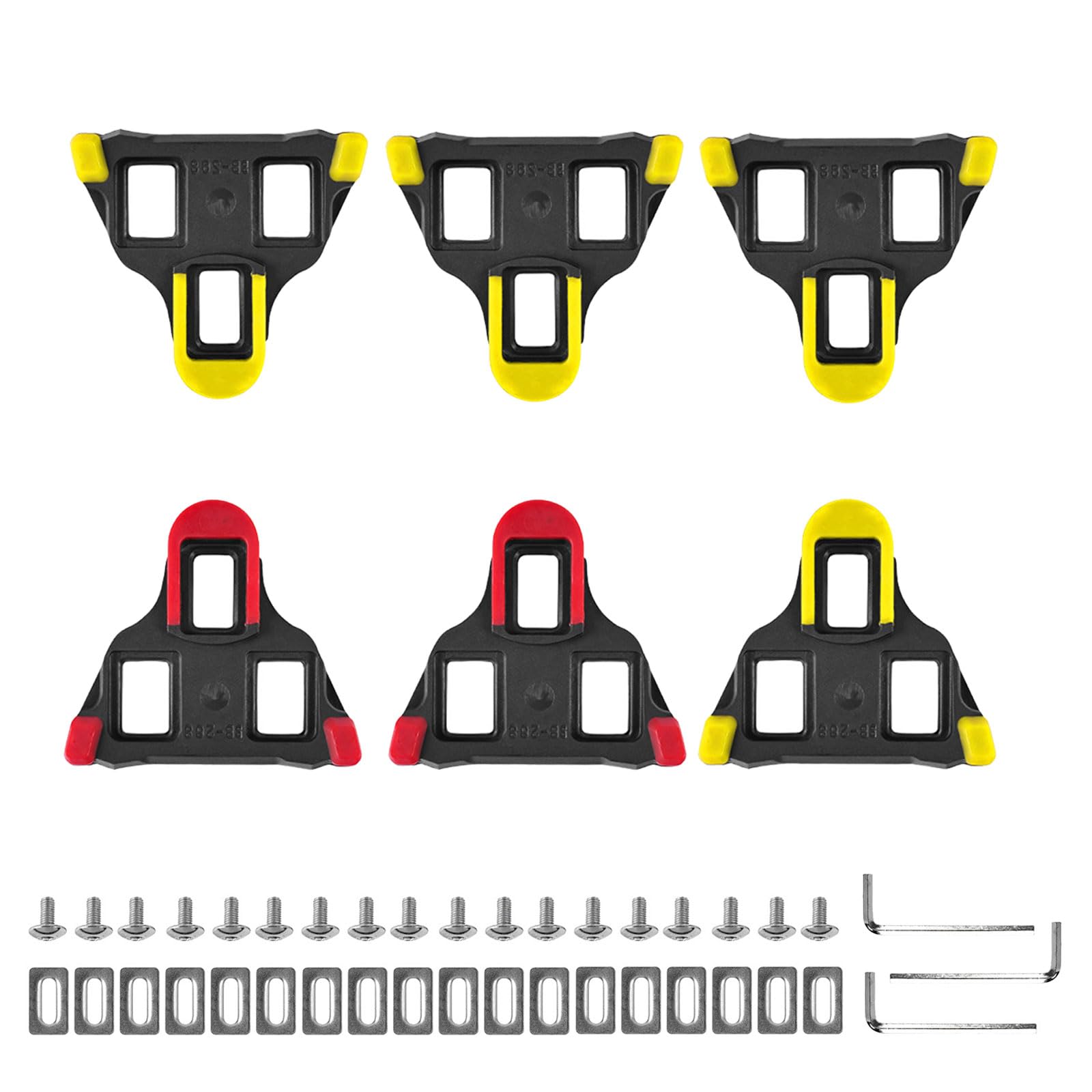 Cycling SPD Cleats Set for Indoor & MTB Bikes - Anti-Slip, Adjustable, 6° Float, 6-Piece Set - Yellow & Red-image-865a1249-8b91-4538-a9a6-0e18baa9b3b7-66191