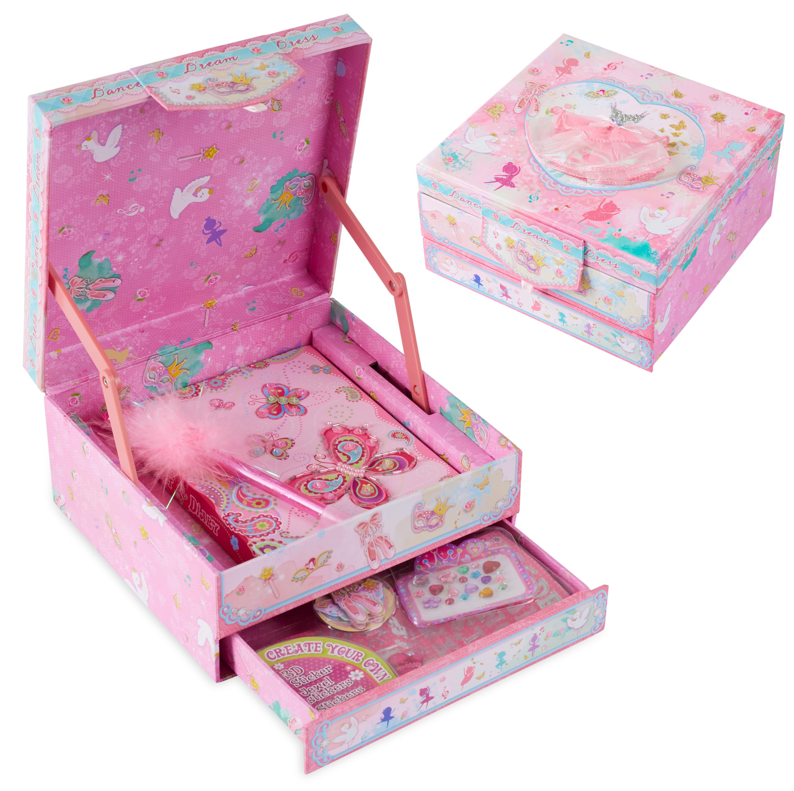 Girls DIY Scrapbook & Journal Craft Set with Fluffy Pen, 3D Stickers & Beads - Perfect Gift in Pink Butterfly Box-image-148e4e7a-2dbe-4bdf-9d92-9004fa42672e-68831