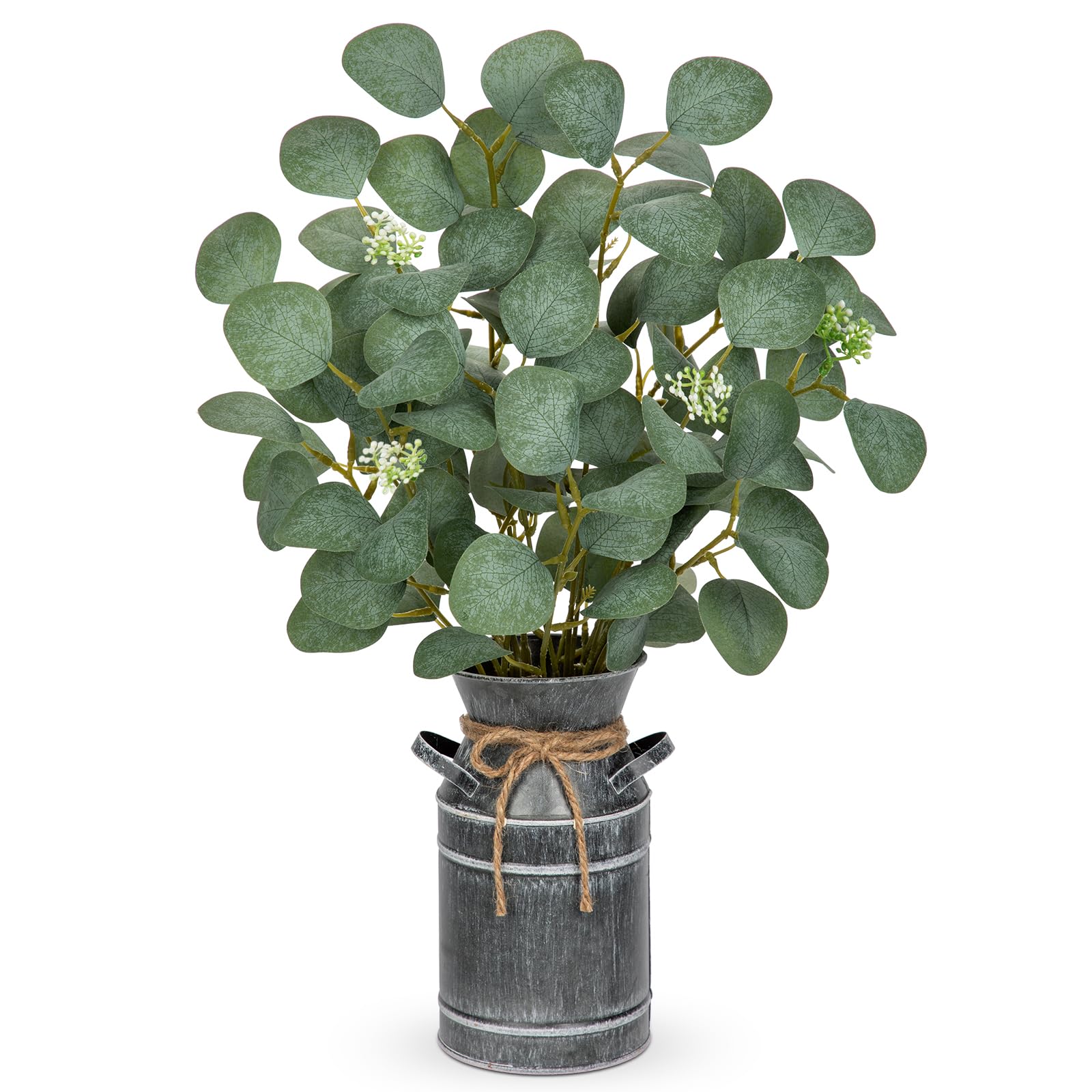 Hollyone Artificial Eucalyptus Plant with Metal Vase, 19" Greenery-image-595c62ed-c68e-4202-a3e1-30f6a288b829-59817