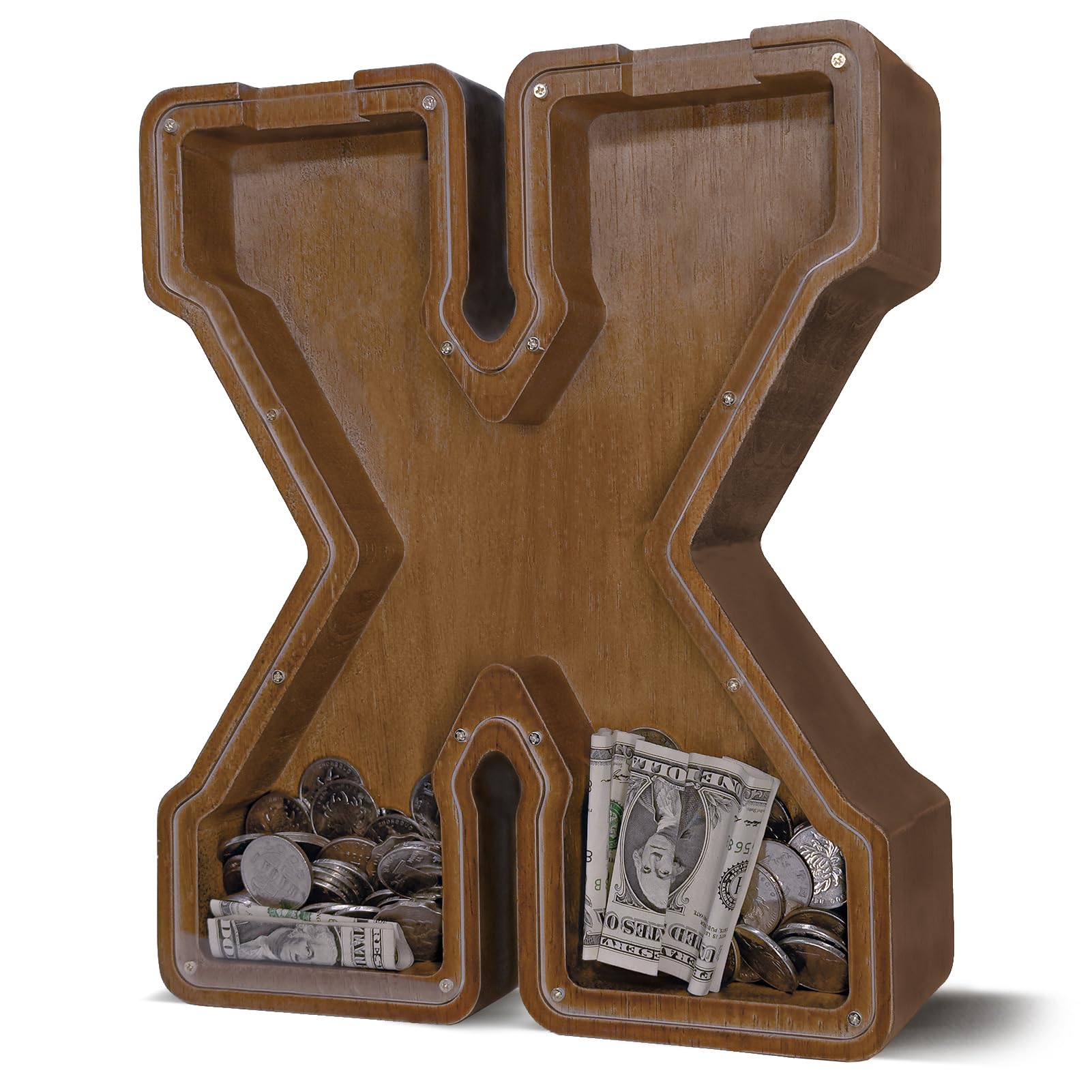 Wooden Letter Piggy Bank for Kids Alphabet Letter Larger Box 12" X-image-45be43b8-dc42-464d-a09e-bcc6881a83da-57381