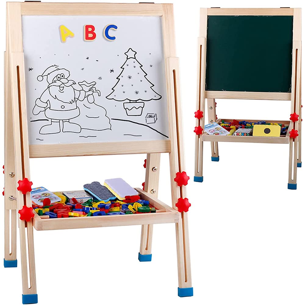 Kids Wooden Art Easel Double-Sided - Wood 44x40x81-108cm-image-f1ed5434-8e67-4c12-bcc9-0b7af8591130-106925