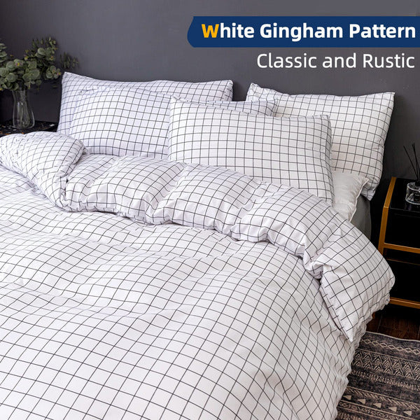 Argstar Pcs White Grid Duvet Cover King, Buffalo Checker Bedding