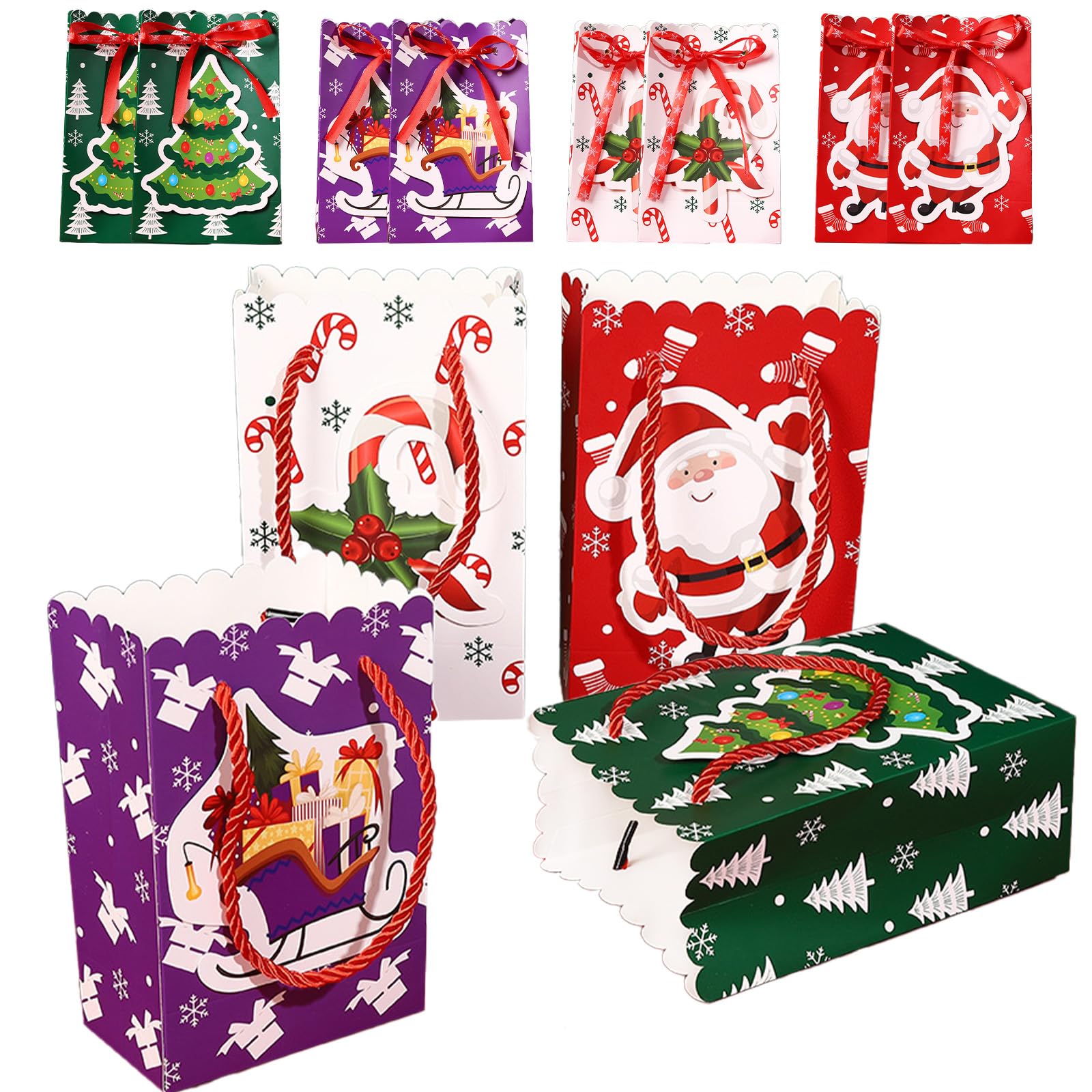 MORAINJAY Christmas Kraft Paper Gift Bags 24pcs 15x8x21cm Gift,4 Xmas-image-cb71627b-9afe-456b-b339-29d5158326be-63995