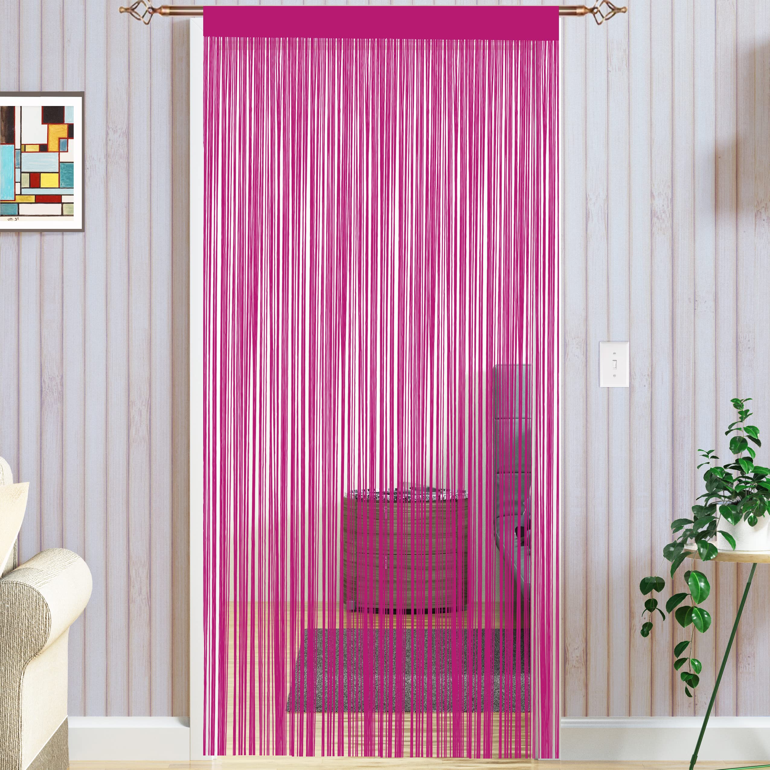 Elegant Rose String Door Curtain - Fly Screen, Crystal Tassel, 90x200cm - Perfect for Living Room & Doorways
