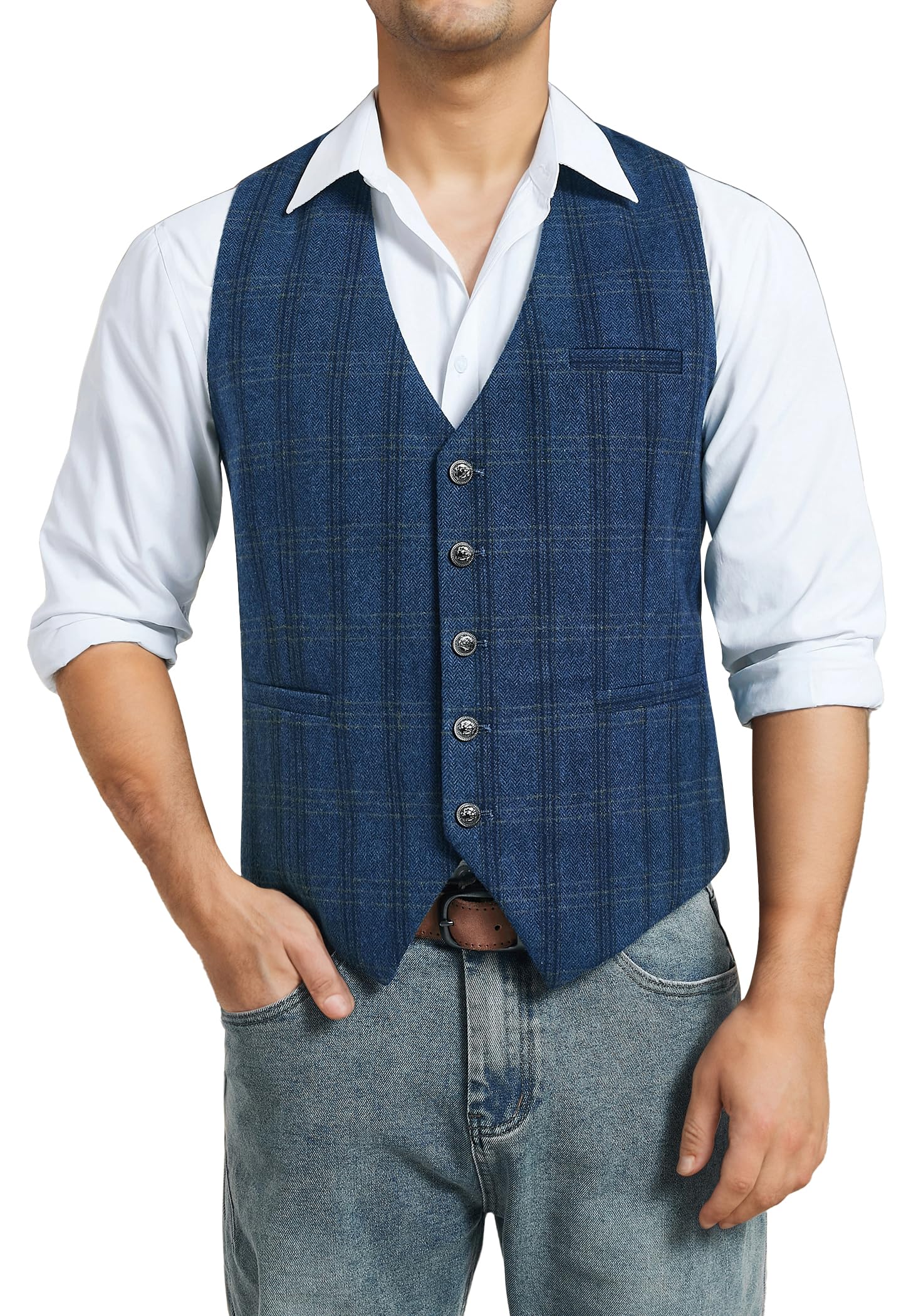 Men's Tweed Waistcoat Formal - Blue XS-image-e831249e-8d6f-4f3b-974f-12d35aa9904a-103483