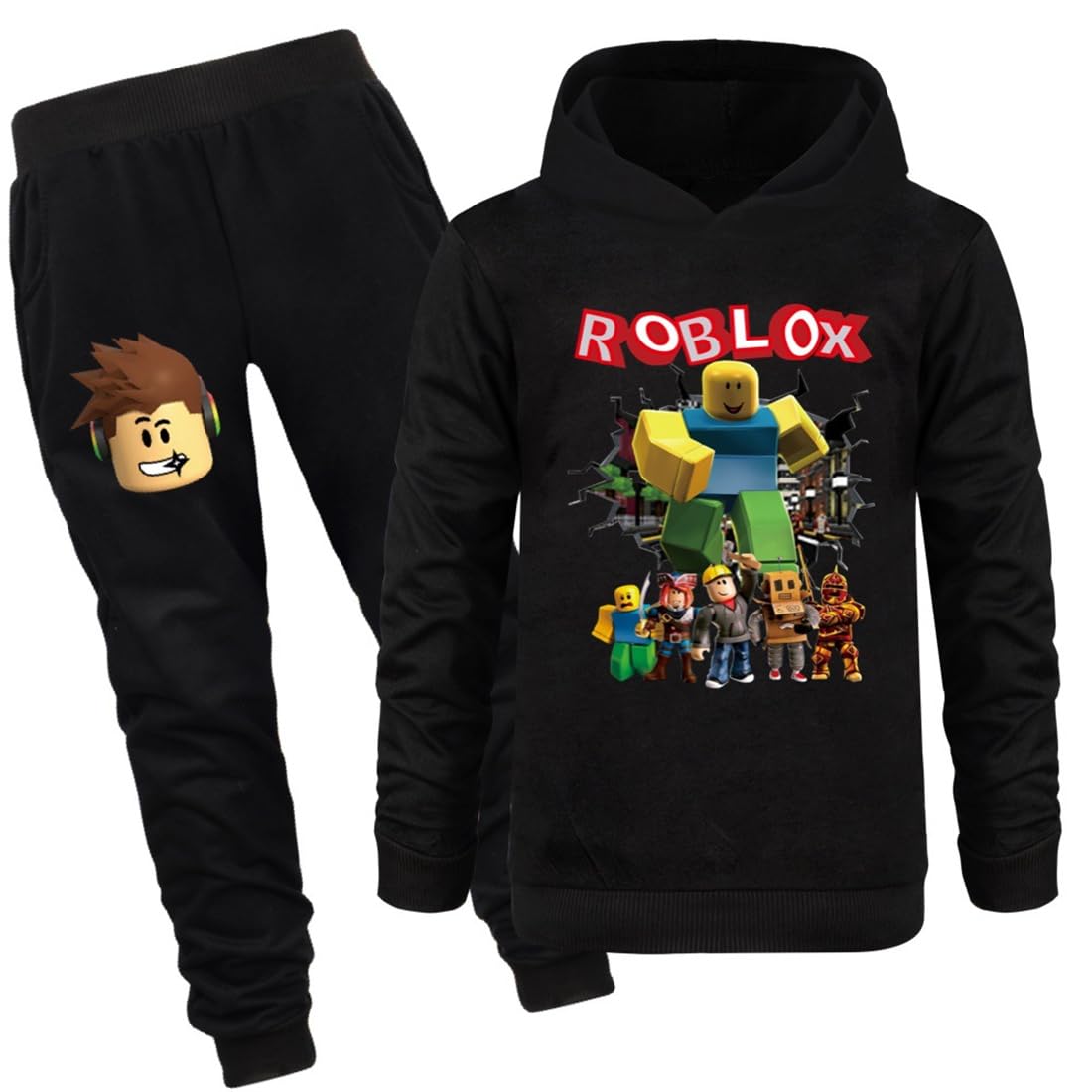 Kids Cartoon Hoodie & Trousers Set - Black A 7-8 Years-image-9520b573-13a9-4287-b2b4-6094baf0eb08-115678