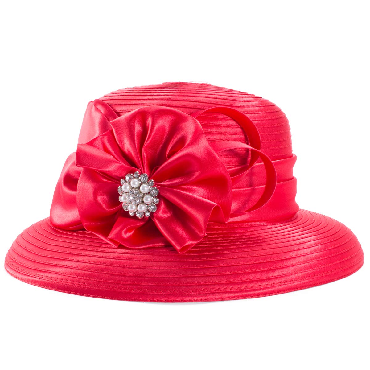 Women's Satin Ribbon Occasion Hat - Red One Size-image-fbbad89a-ce23-4256-92af-52ea3a48a243-111482