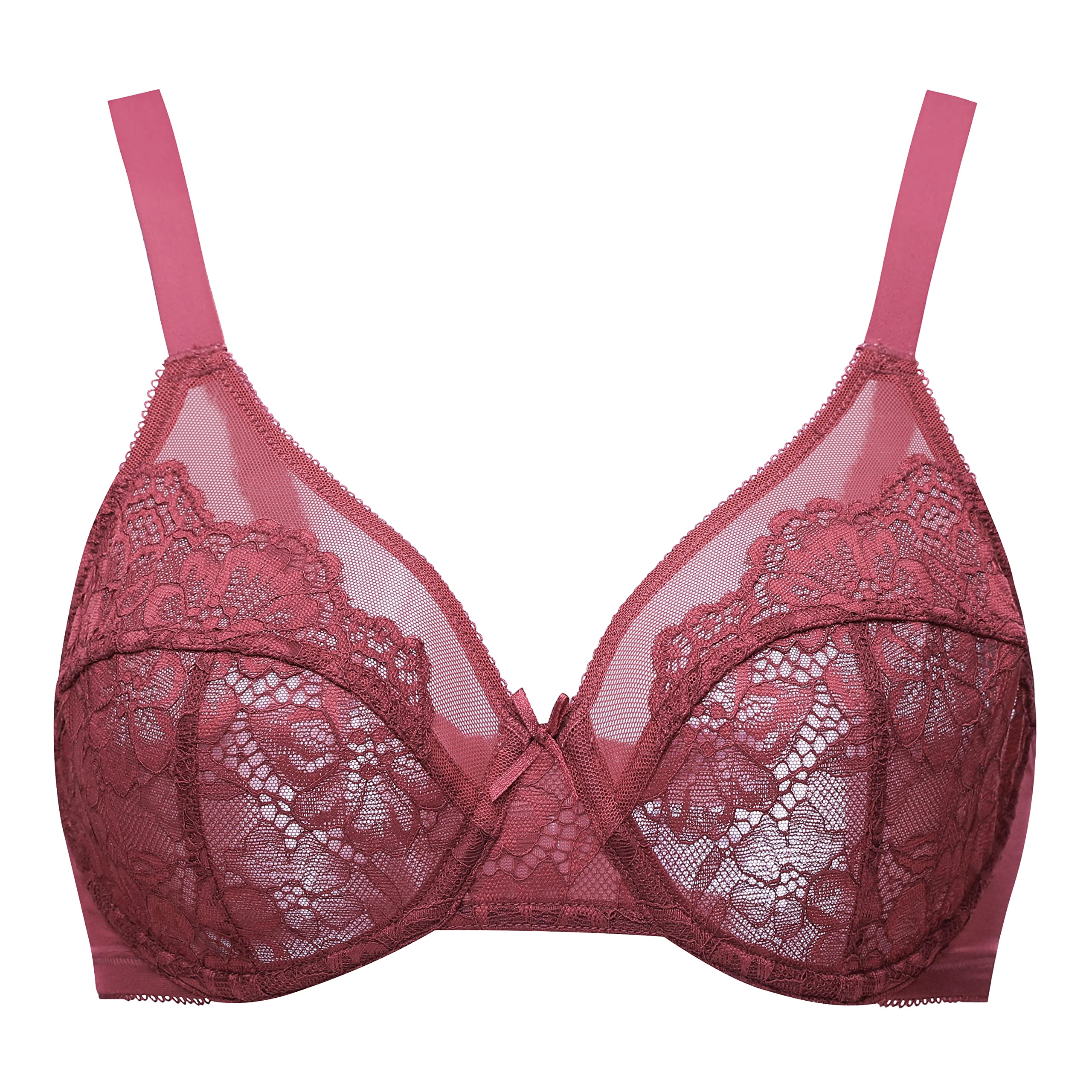 Women's Lace Minimizer Bra - Cabernet Red 44B-image-d129b489-076f-4806-bae4-1770a2f03ec7-113604
