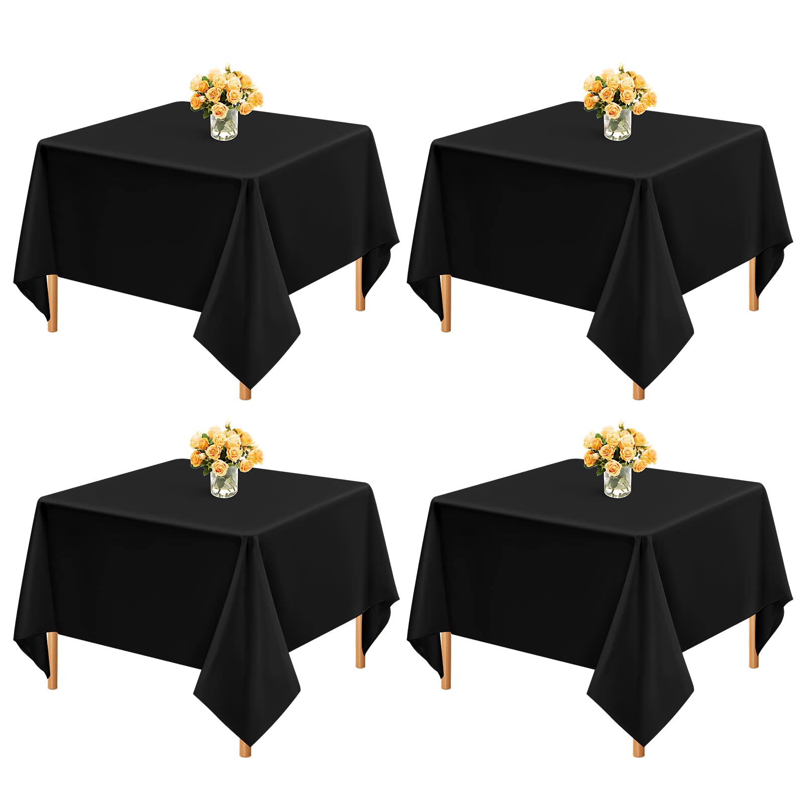 6 Pack Black Waterproof Polyester Tablecloths 52x52 Inch - Ideal for Weddings, Parties & More-image-e6290eda-74ef-45c9-ad61-a5792e869fa7-68650