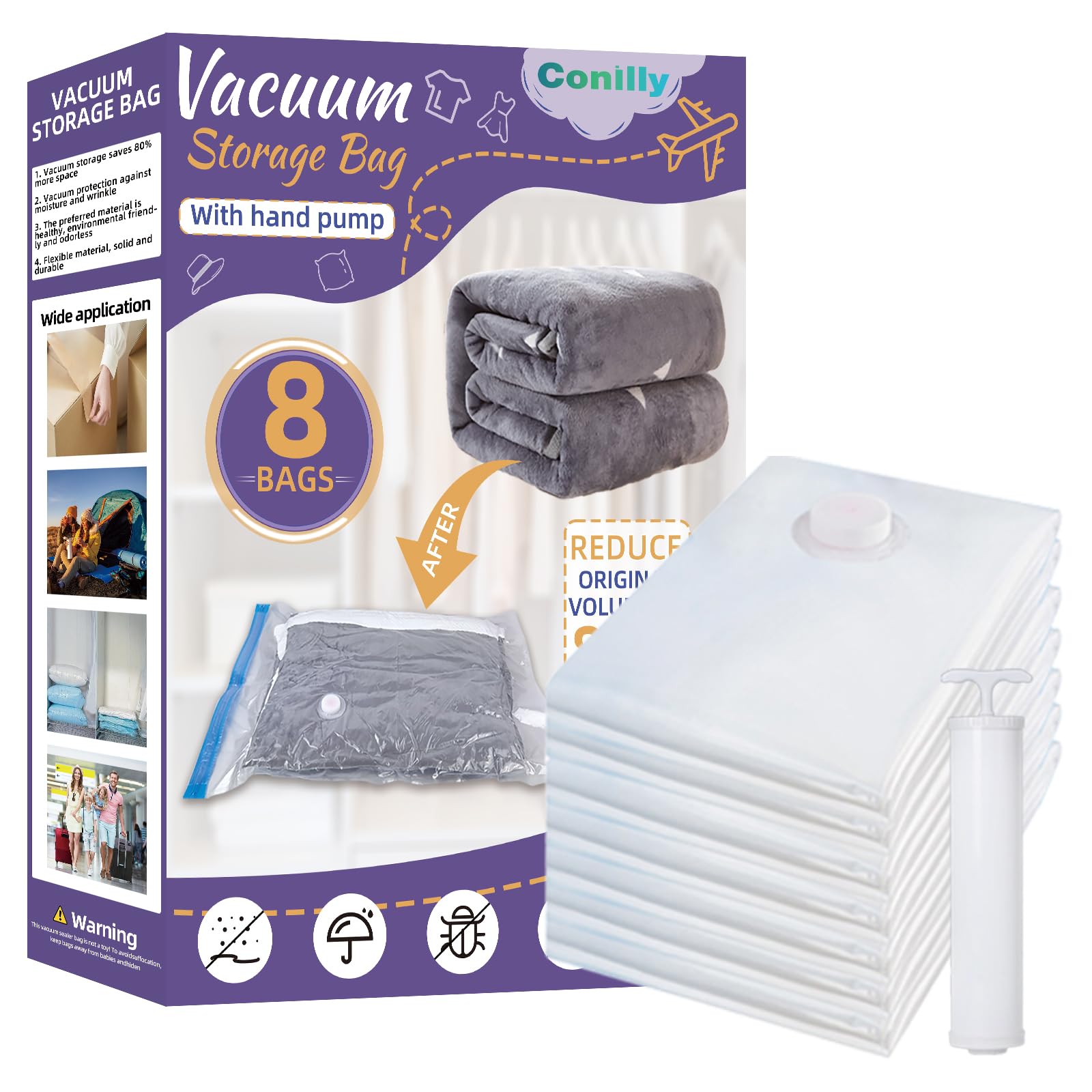 Conilly Vacuum Storage Bags, 8 Pack - Large 80x60cm, Save 80% Space, Travel & Home Storage Solution-image-262b1cdc-072f-4ae6-89b2-12385e21cbf0-64832