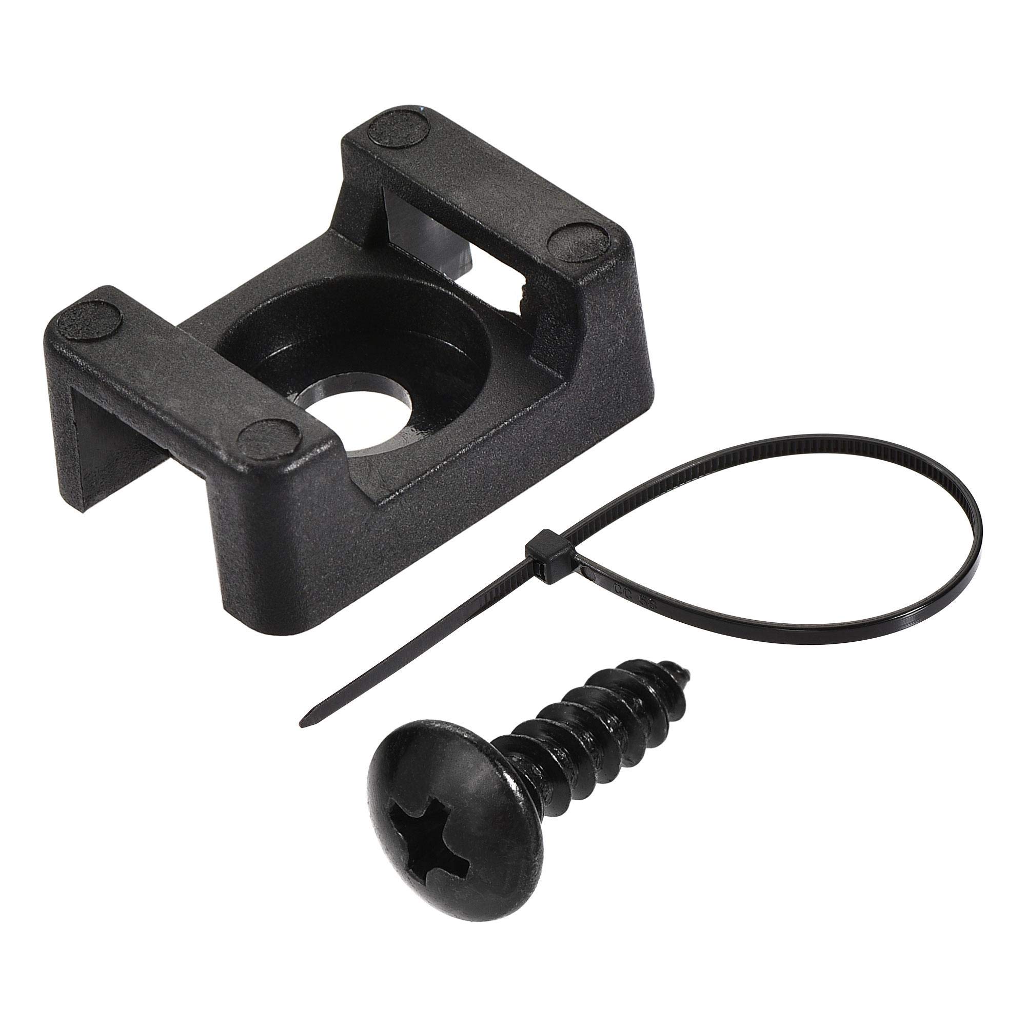 Nylon Cable Fasten Clip Set with Screws & Ties, Black, 50 Sets - Perfect for Cable Management-image-b20be355-2bdf-4af1-8b98-80c7ed43eda1-62215