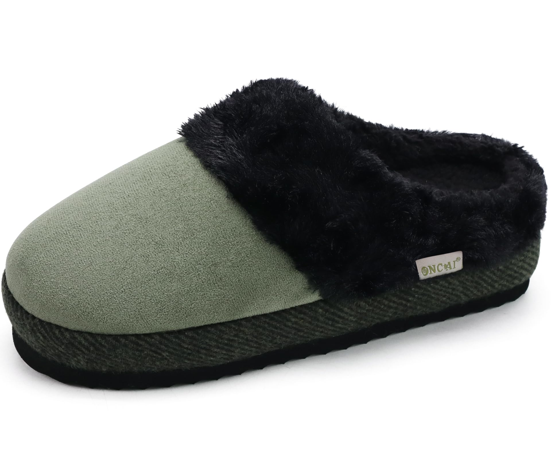 Women's Faux Fur Slippers - Green Black UK 7-image-7576e71a-6a96-400a-845c-9f45eed8bf81-90336