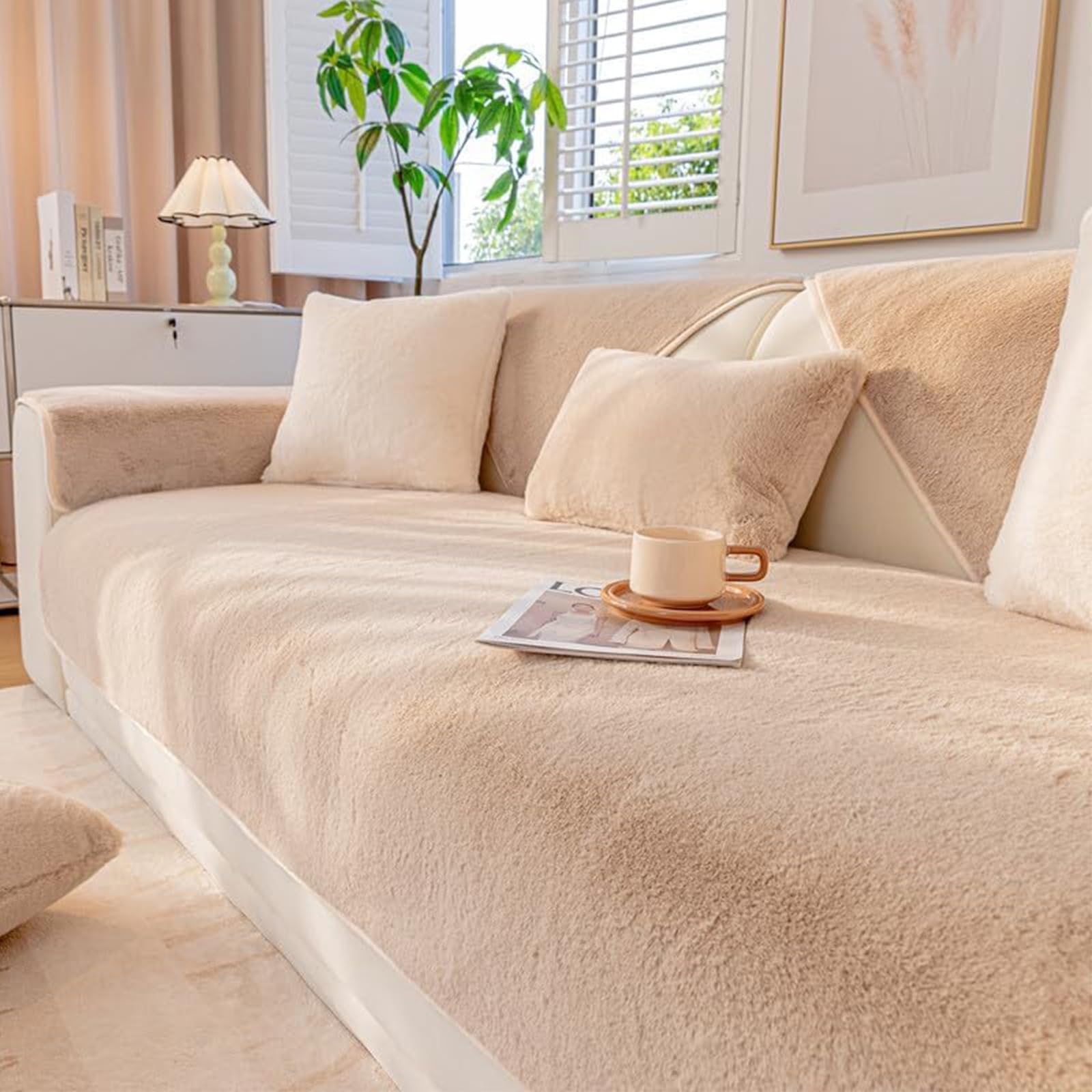 Velvet Sofa Cushion Cover Non-Slip - Light Camel 70x150cm-image-79a19522-17d8-49b8-9c6b-5f6724328196-112954